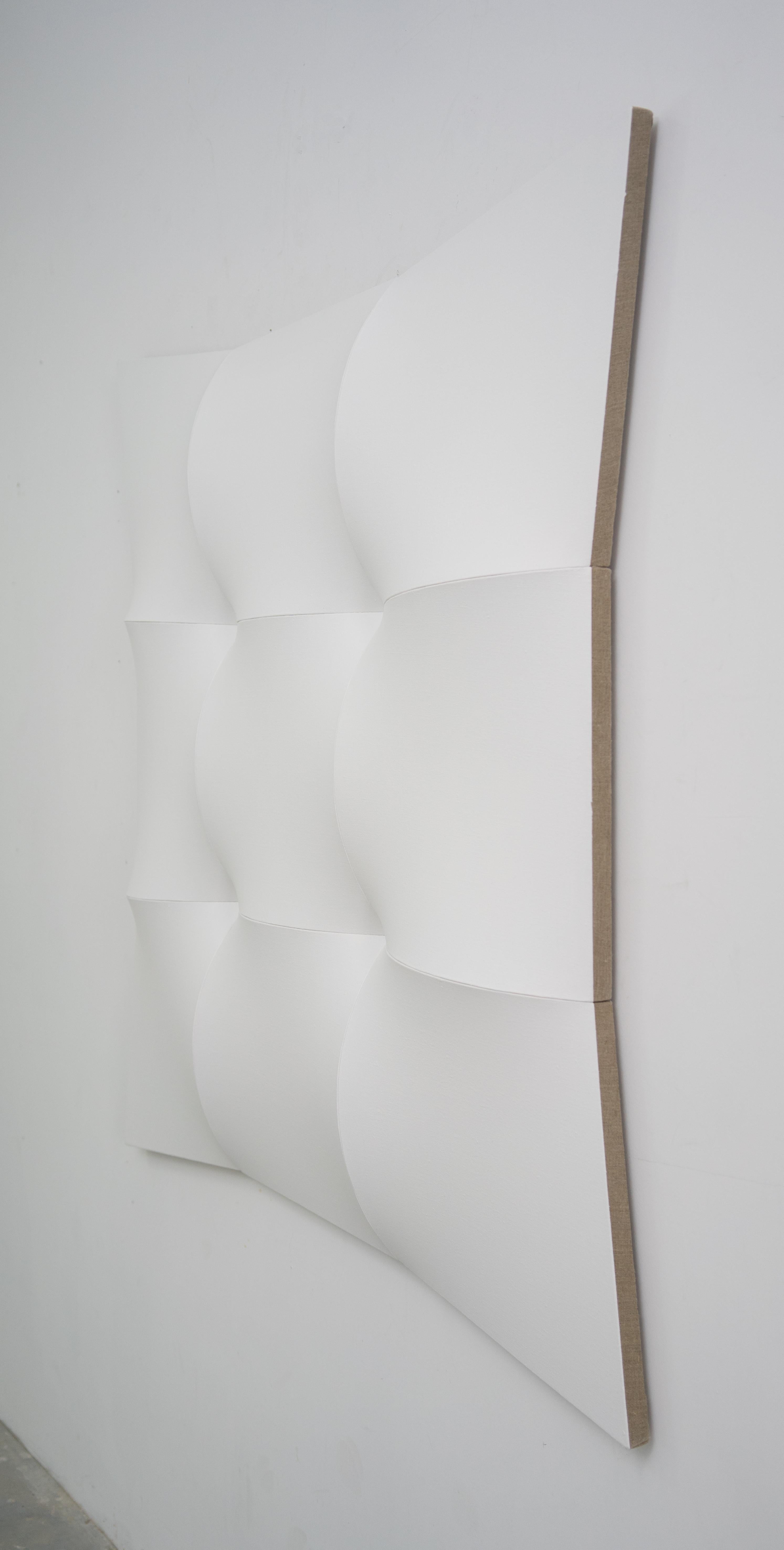 Neuf cercles blancs quadrillés II - Contemporain Painting par Jan Maarten Voskuil