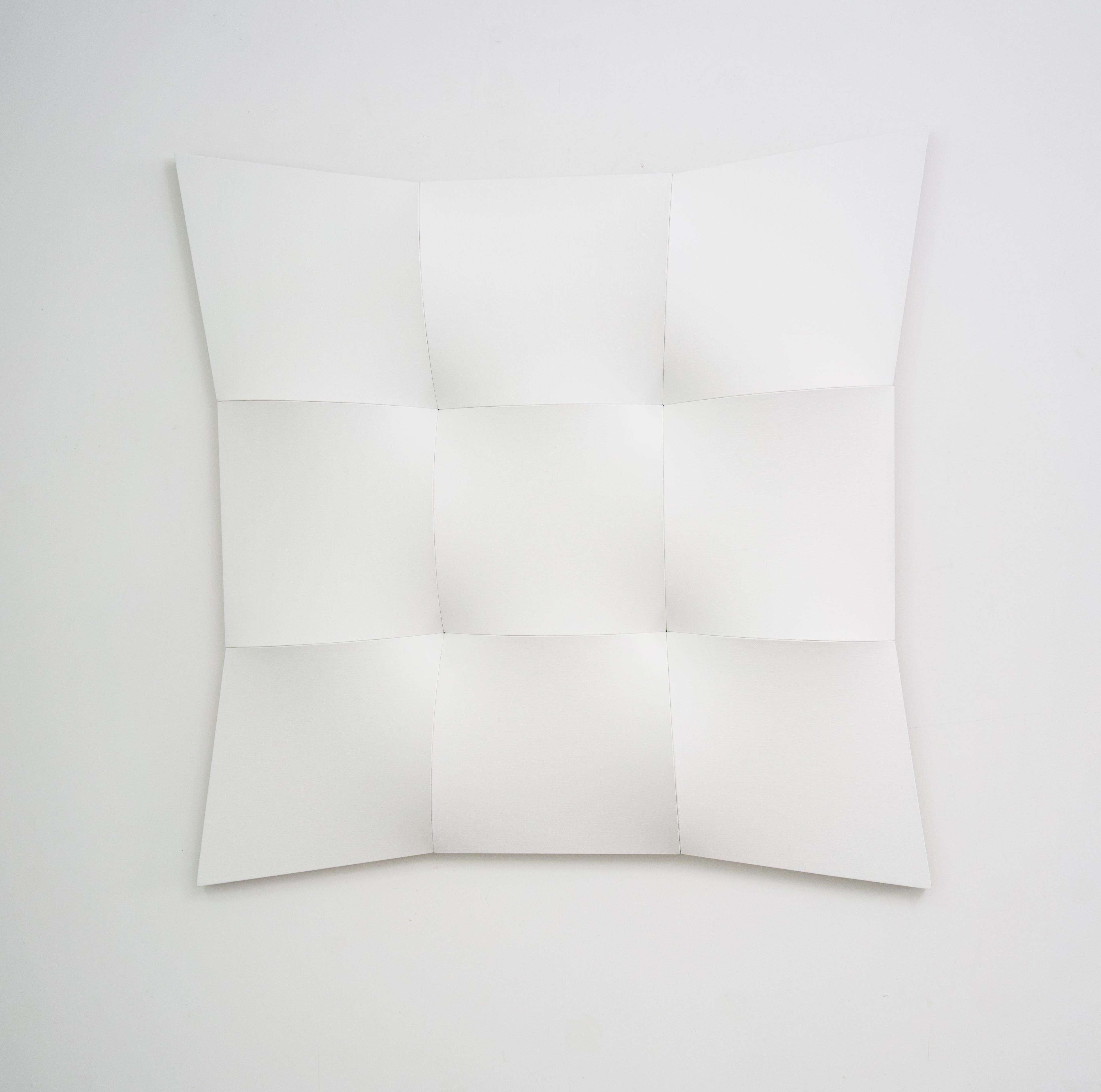 Abstract Painting Jan Maarten Voskuil - Neuf cercles blancs quadrillés II