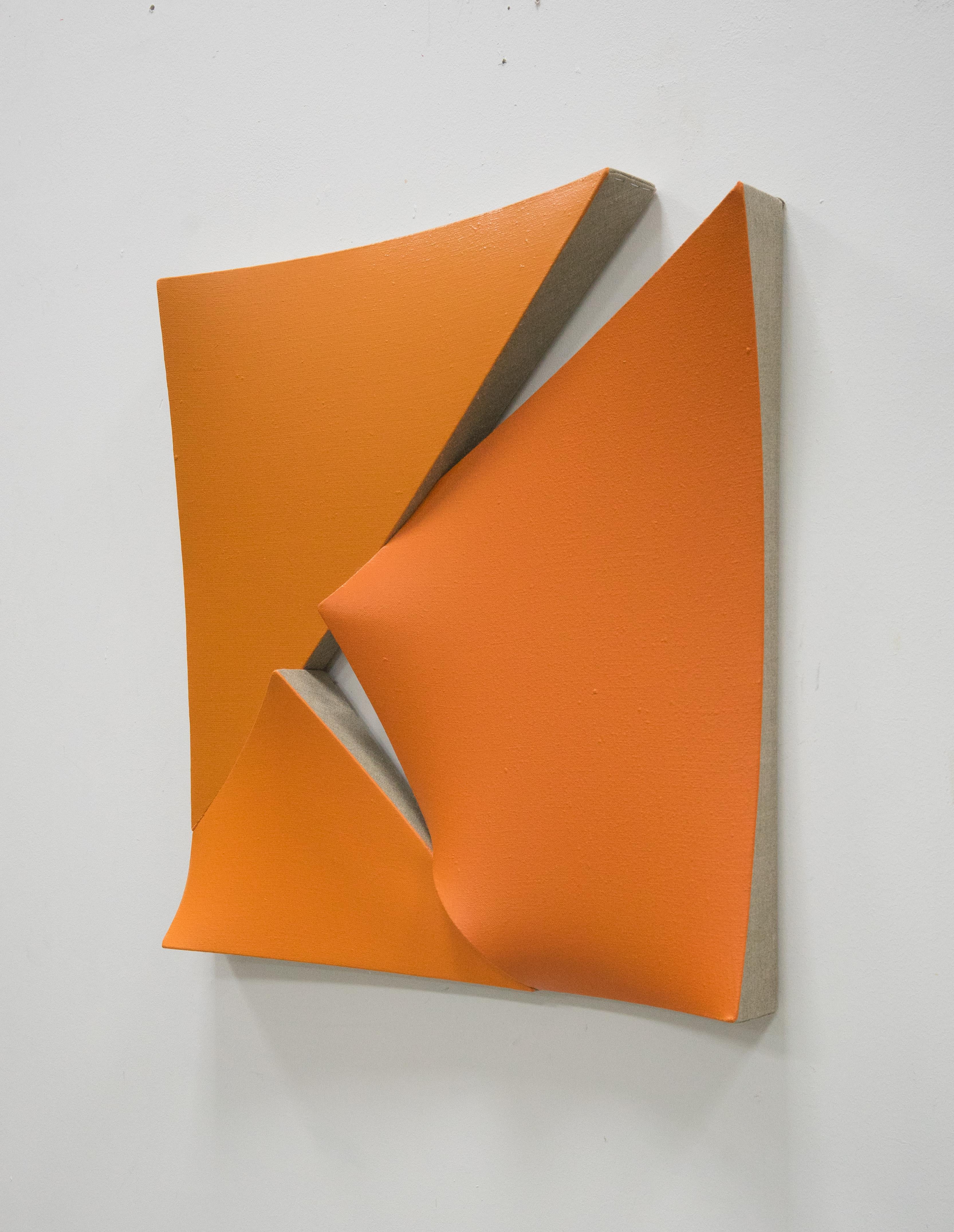 Cuts in Orange - Abstract Geometric Sculpture by Jan Maarten Voskuil