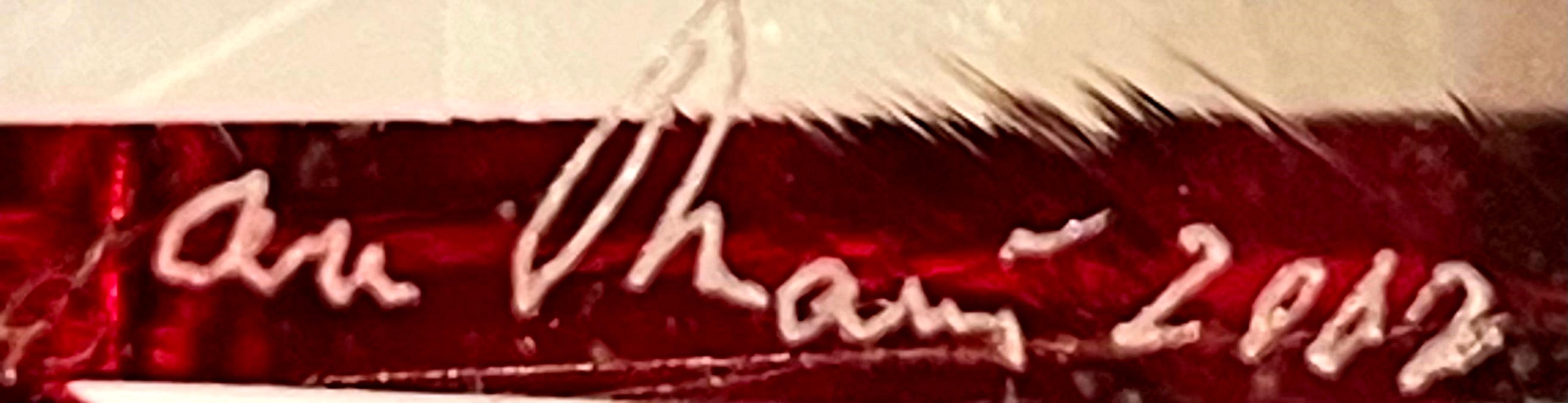 Signed, 3-D American Flag Sculpture of cut, polished and etched glass, Unique For Sale 4