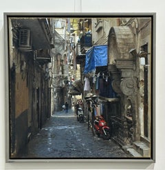 Napels, red scooter- 21st Century Cityscape painting of Italian City Napels