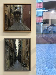Small street with scooter-21st Century Contemporary painting of an Italian City