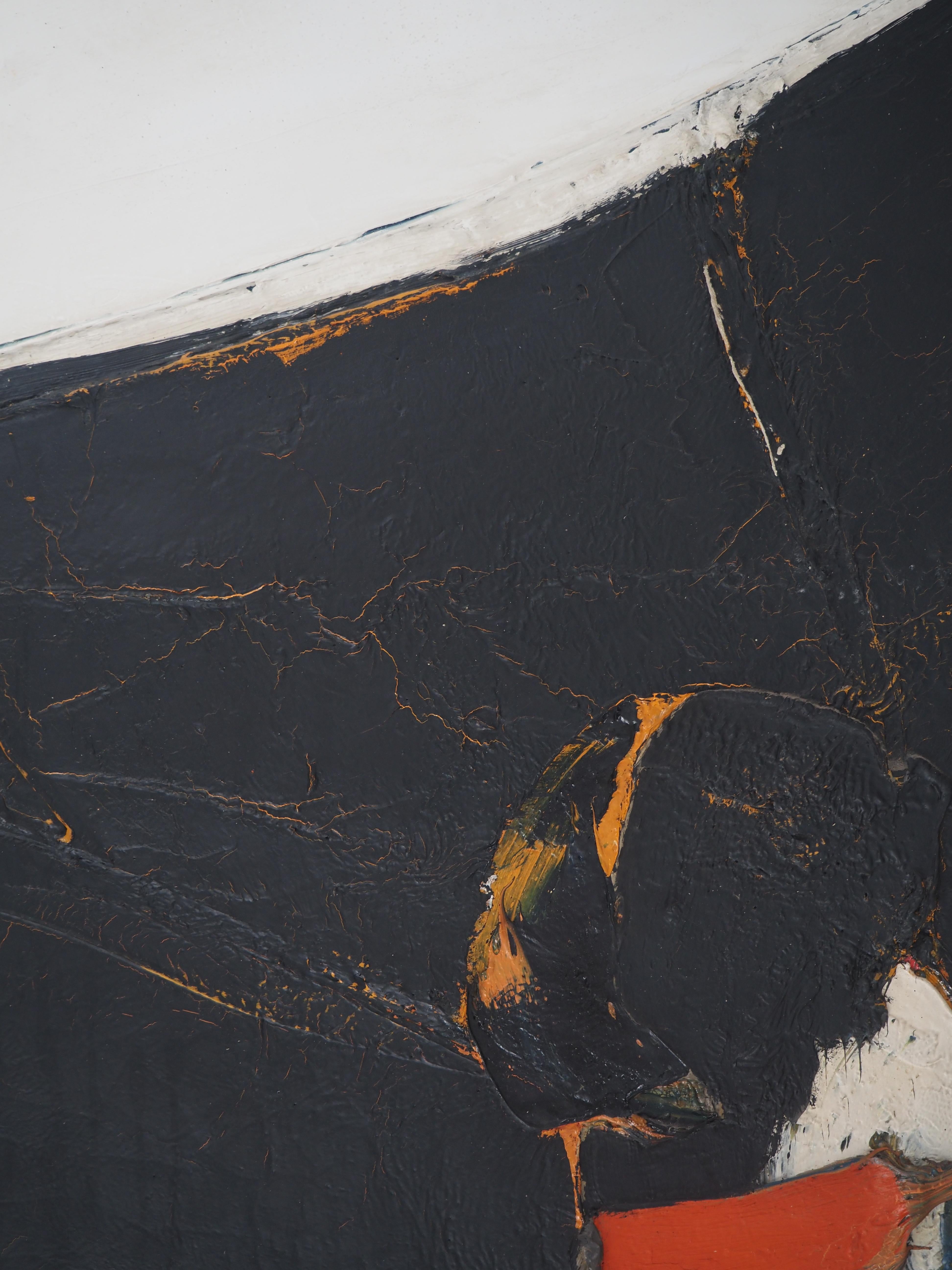 Astrazione in nero e rosso - Olio originale su tela, firmato in vendita 3