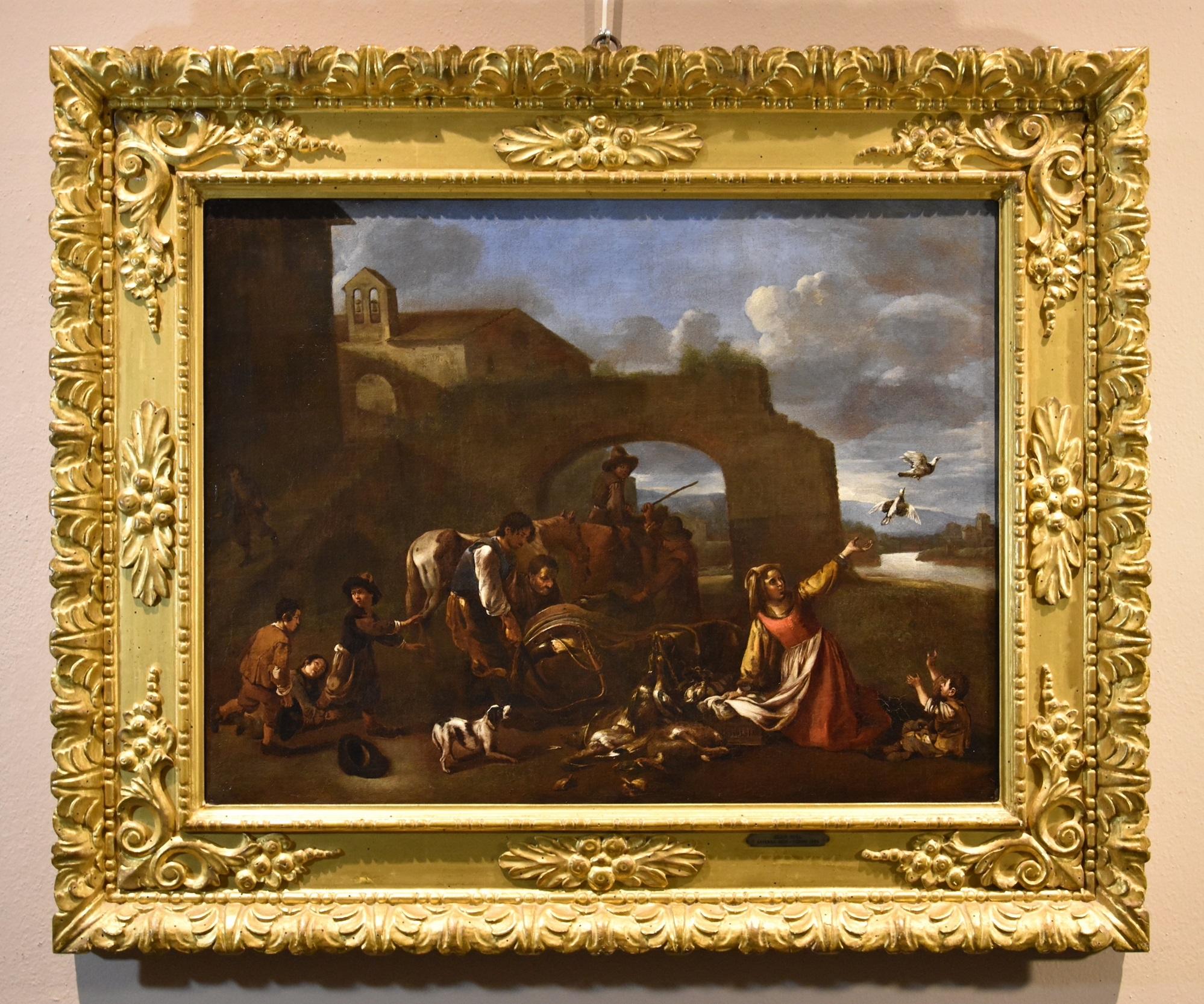 Paysage Chasse Masterly Peinture 17ème siècle Huile sur toile Flemish Old master