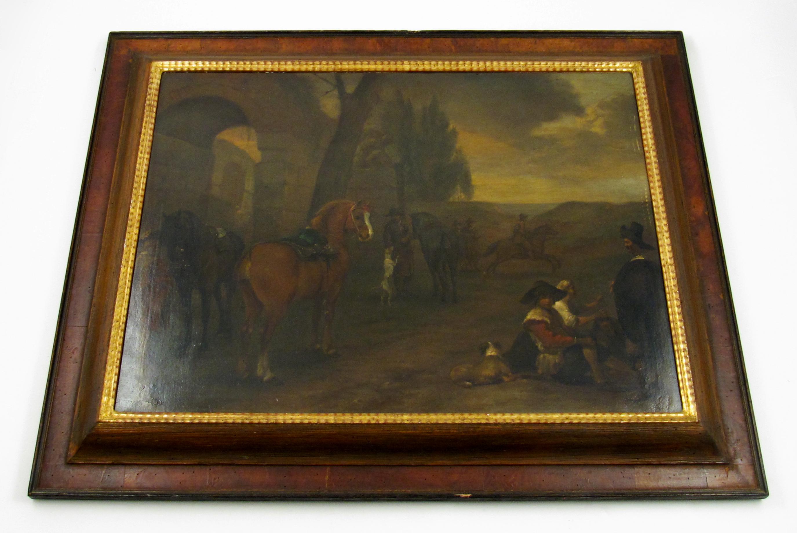 Jan Miel ( 1599- 1663 ) - Hunters Resting - 17th Century Flemish Oil Painting For Sale 1