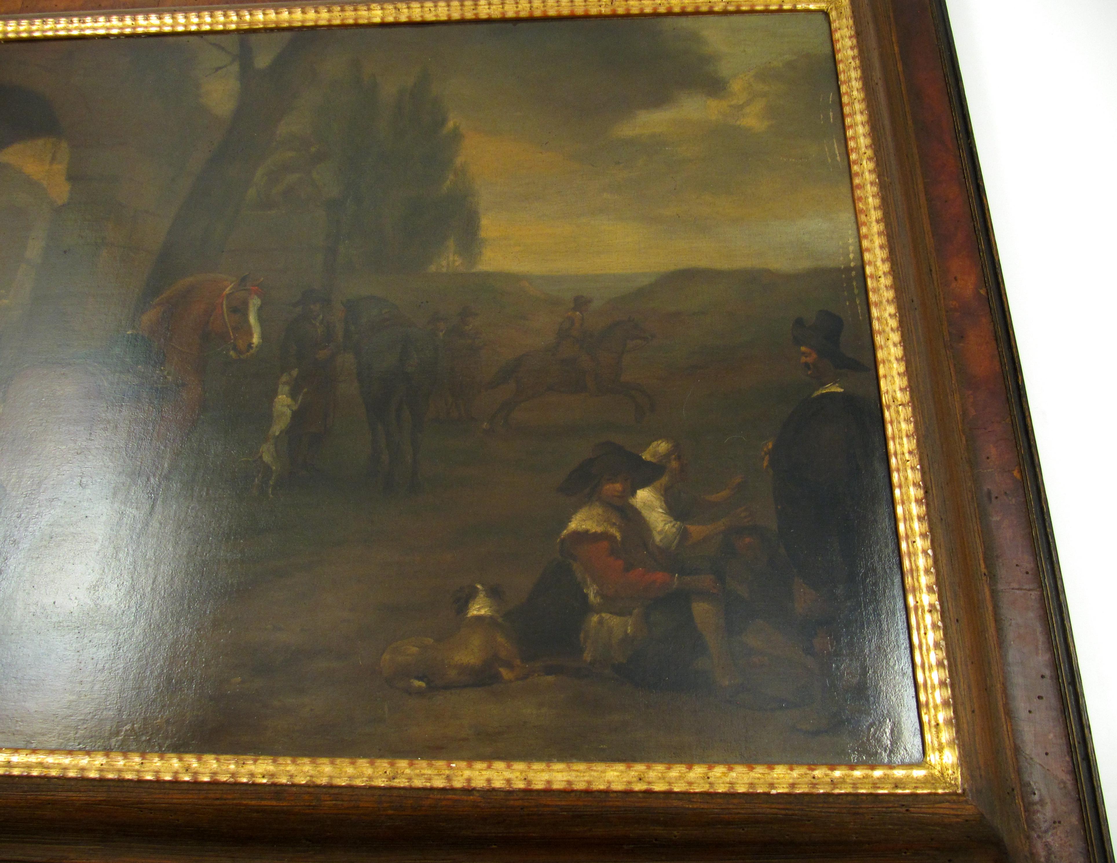 Jan Miel ( 1599- 1663 ) - Hunters Resting - 17th Century Flemish Oil Painting For Sale 4
