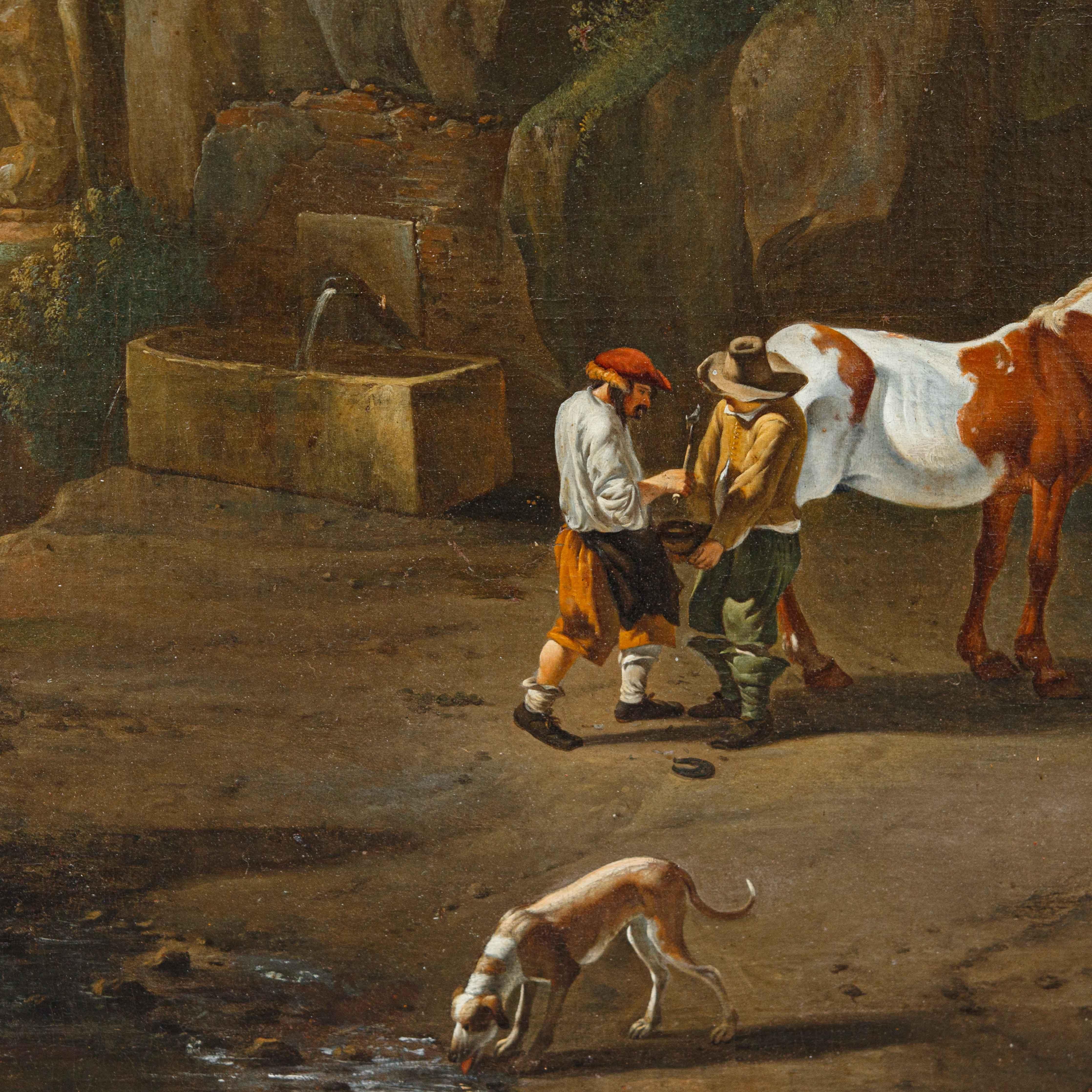 Landscape with farrier oil on canvas by Jan Miel For Sale 6