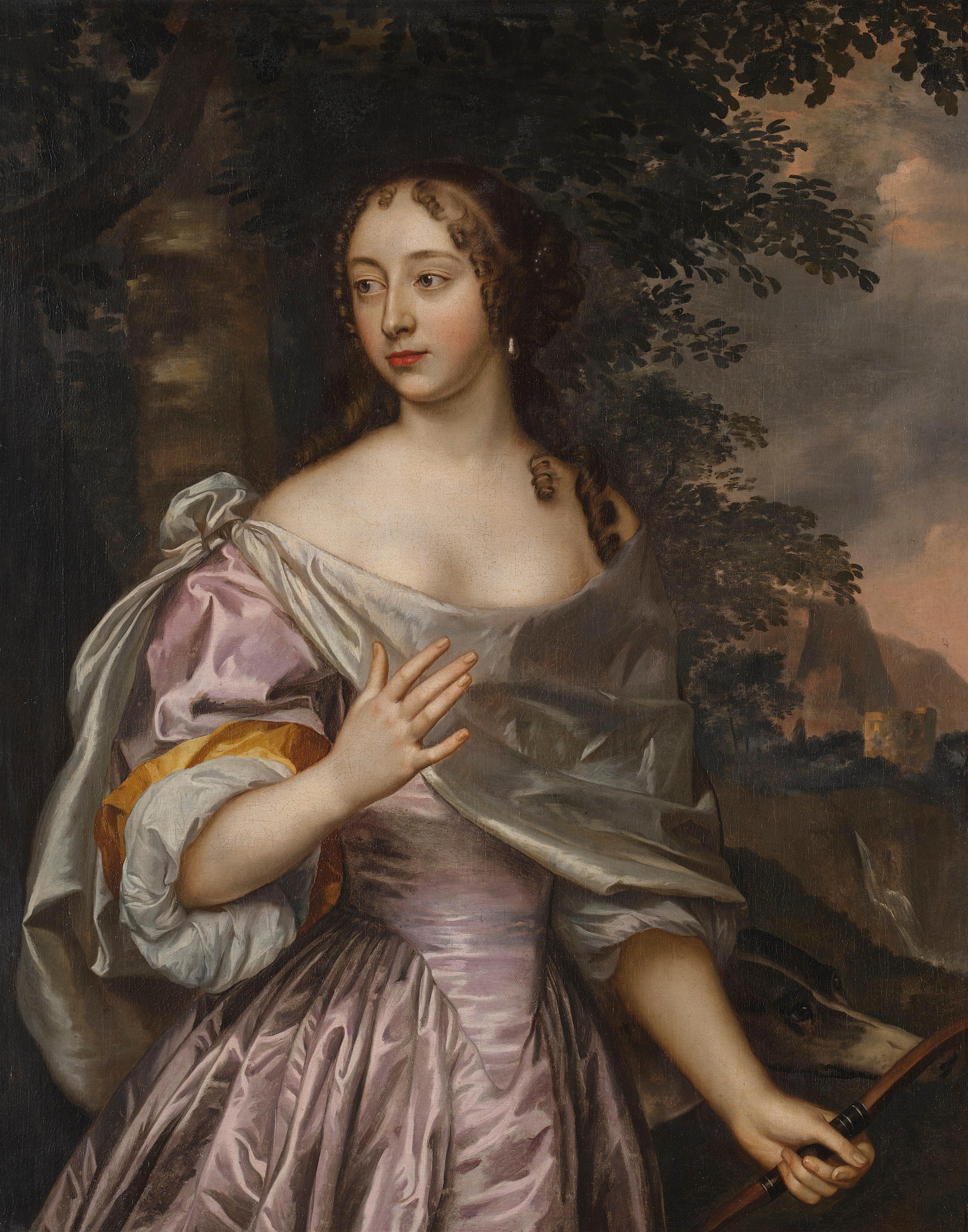 Portrait of a Lady as the Goddess Diana - Painting by Jan Mijtens
