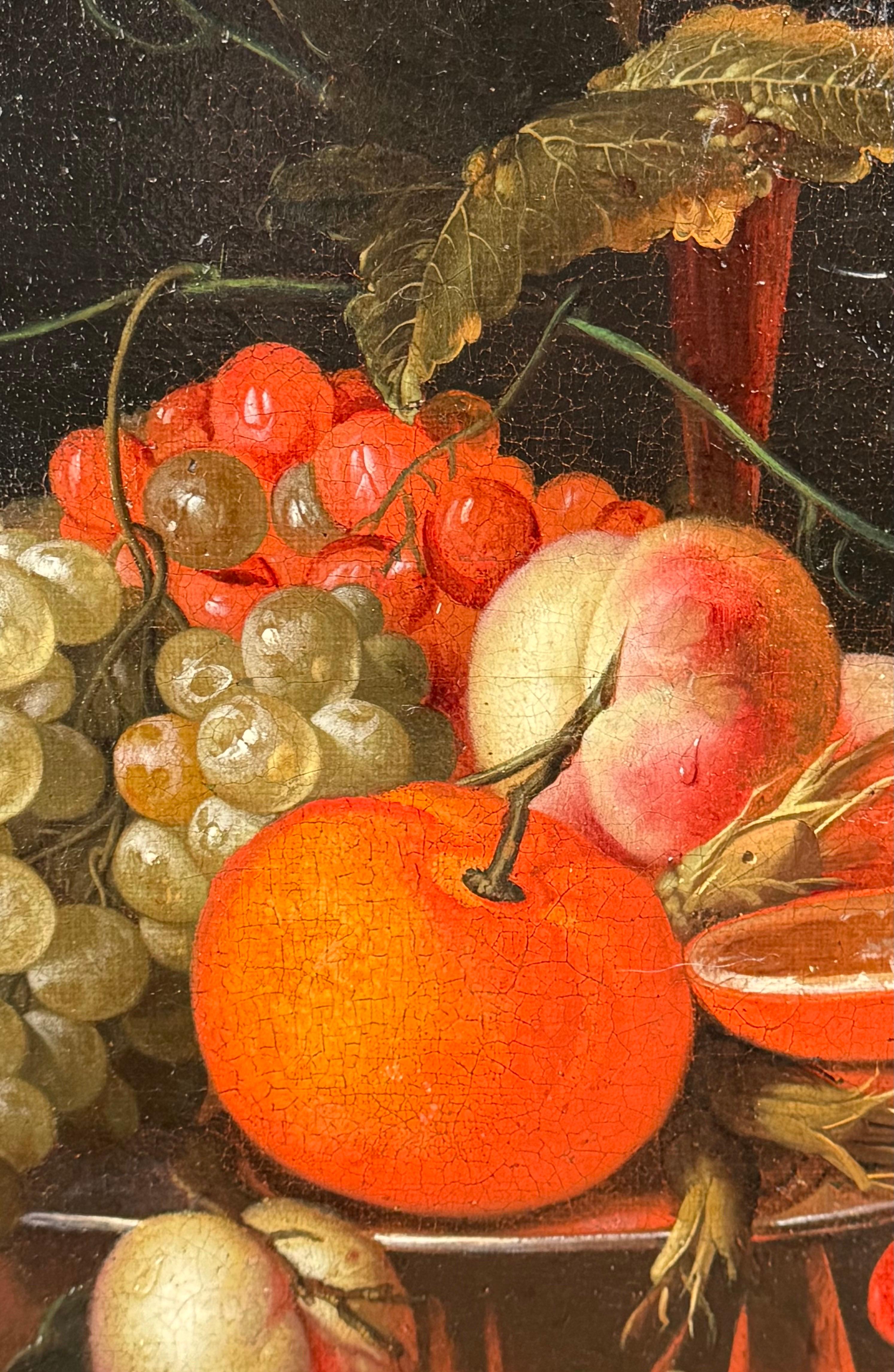 Jan Mortel (attr.) - Niederländisches Stilleben mit Obst, Wein und venezianischem Glas im Angebot 10