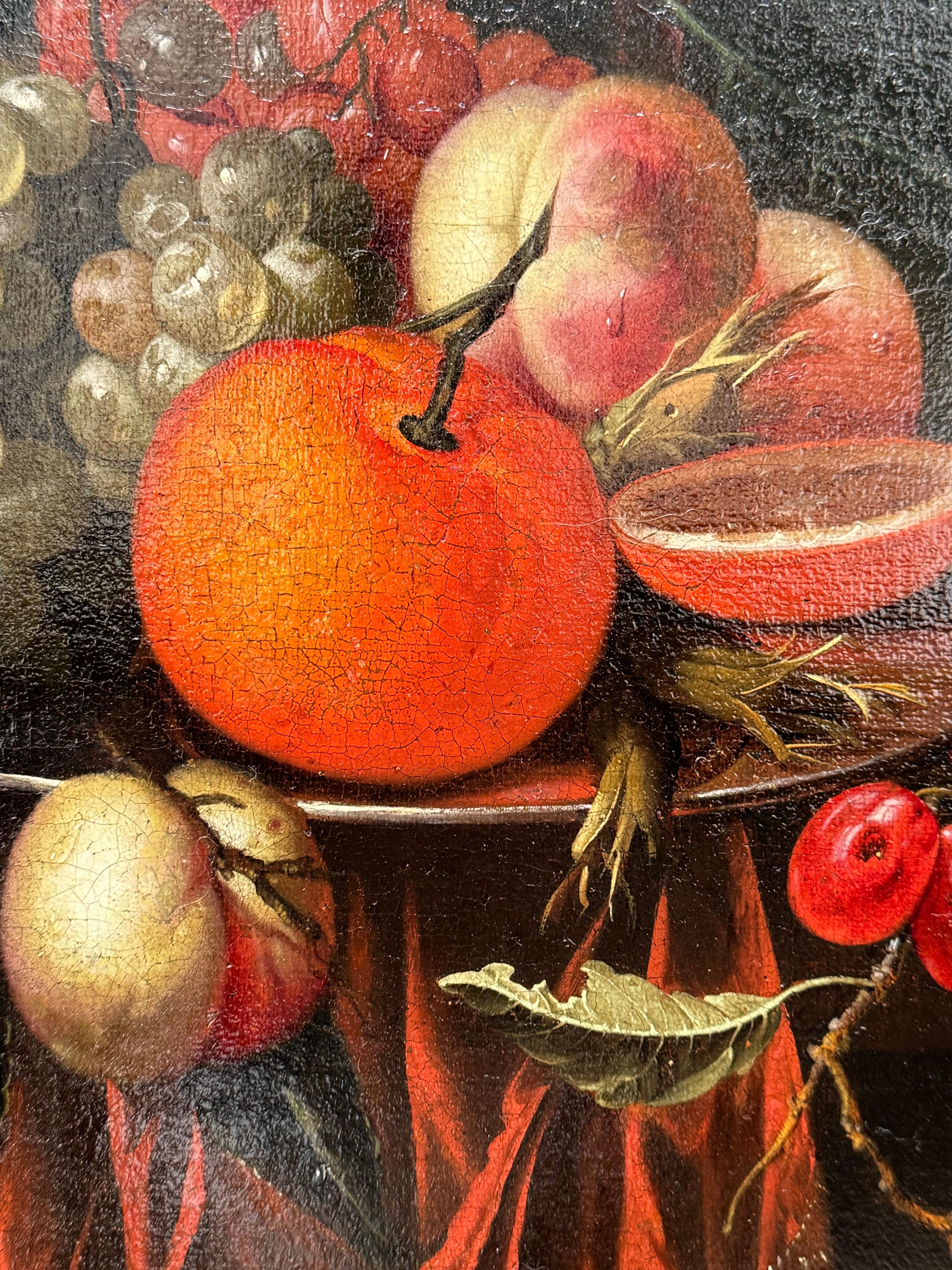 Jan Mortel (attr.) - Niederländisches Stilleben mit Obst, Wein und venezianischem Glas im Angebot 13