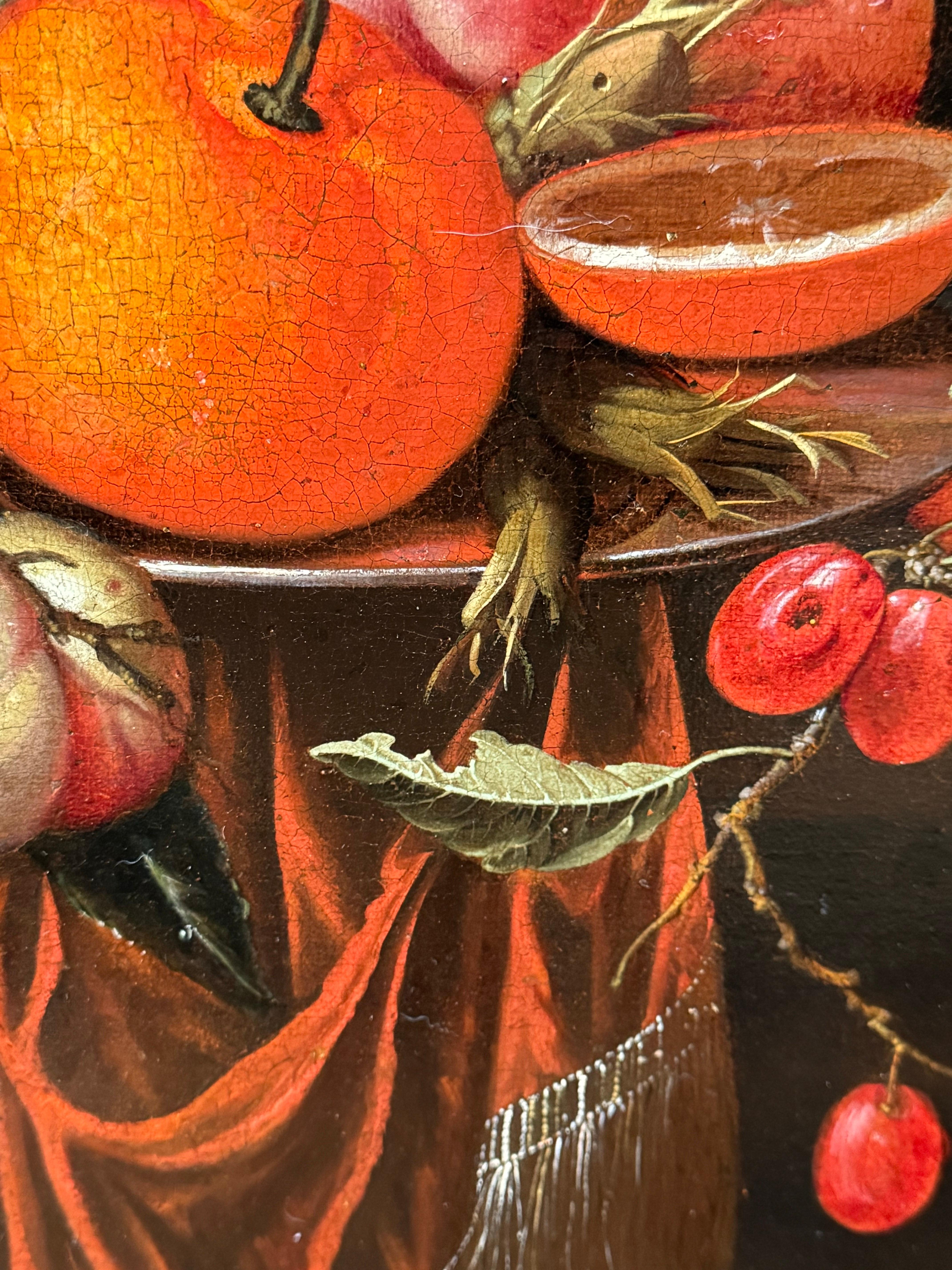 Jan Mortel (attr.) - Niederländisches Stilleben mit Obst, Wein und venezianischem Glas im Zustand „Gut“ im Angebot in MILL, NL