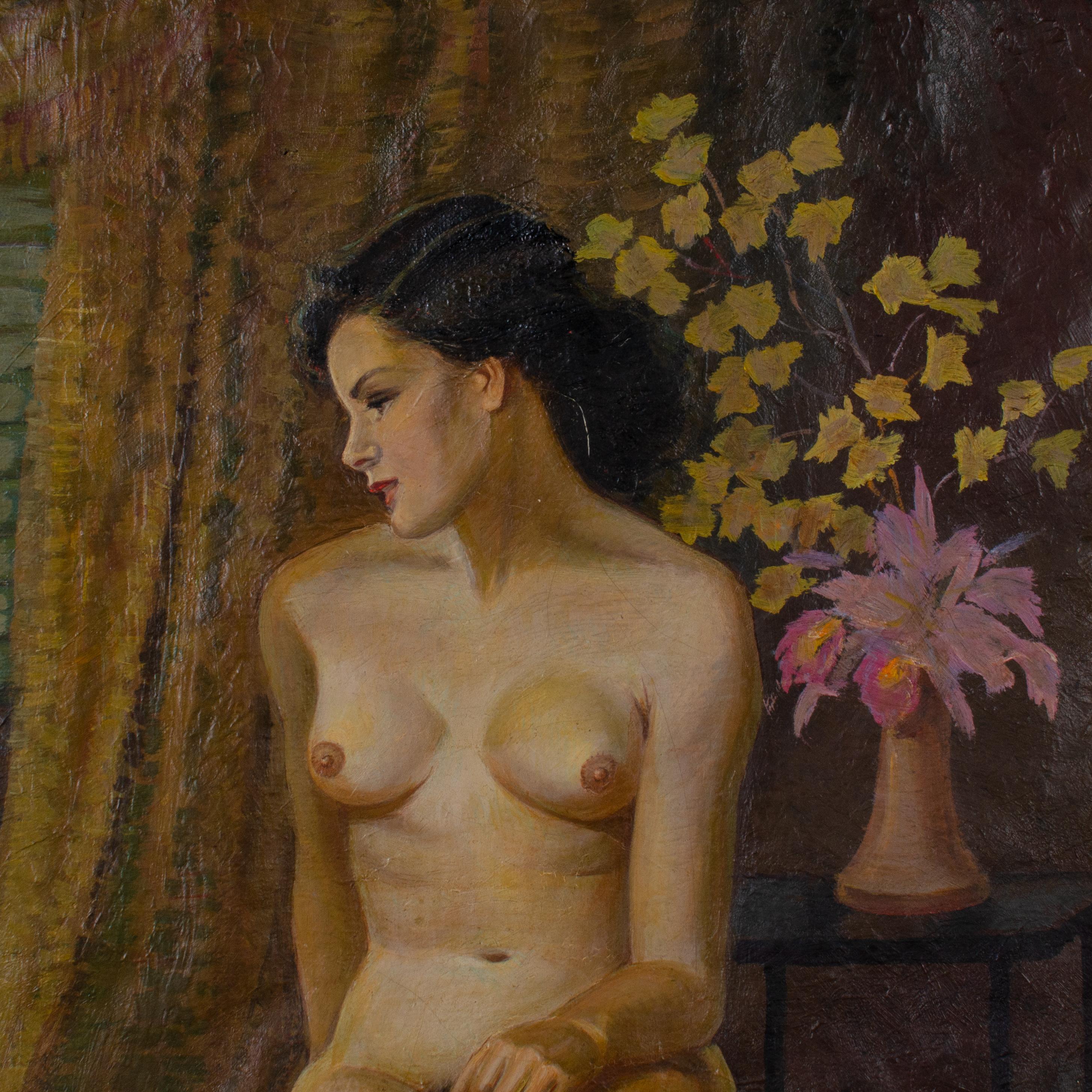 Jan Nosek Nude Painting, c. Mid-20th Century In Good Condition For Sale In Savannah, GA