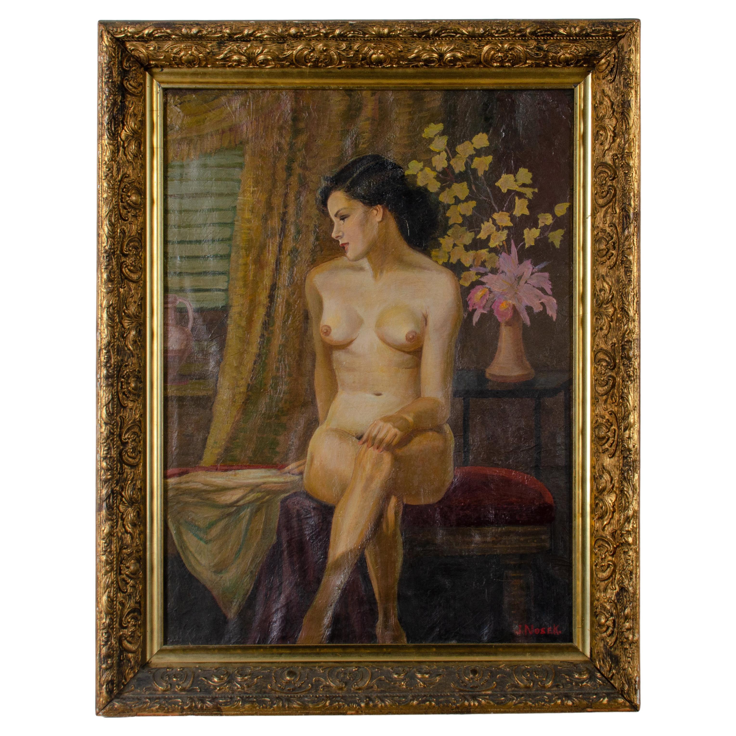 Jan Nosek Nude Painting, c. Mid-20th Century For Sale