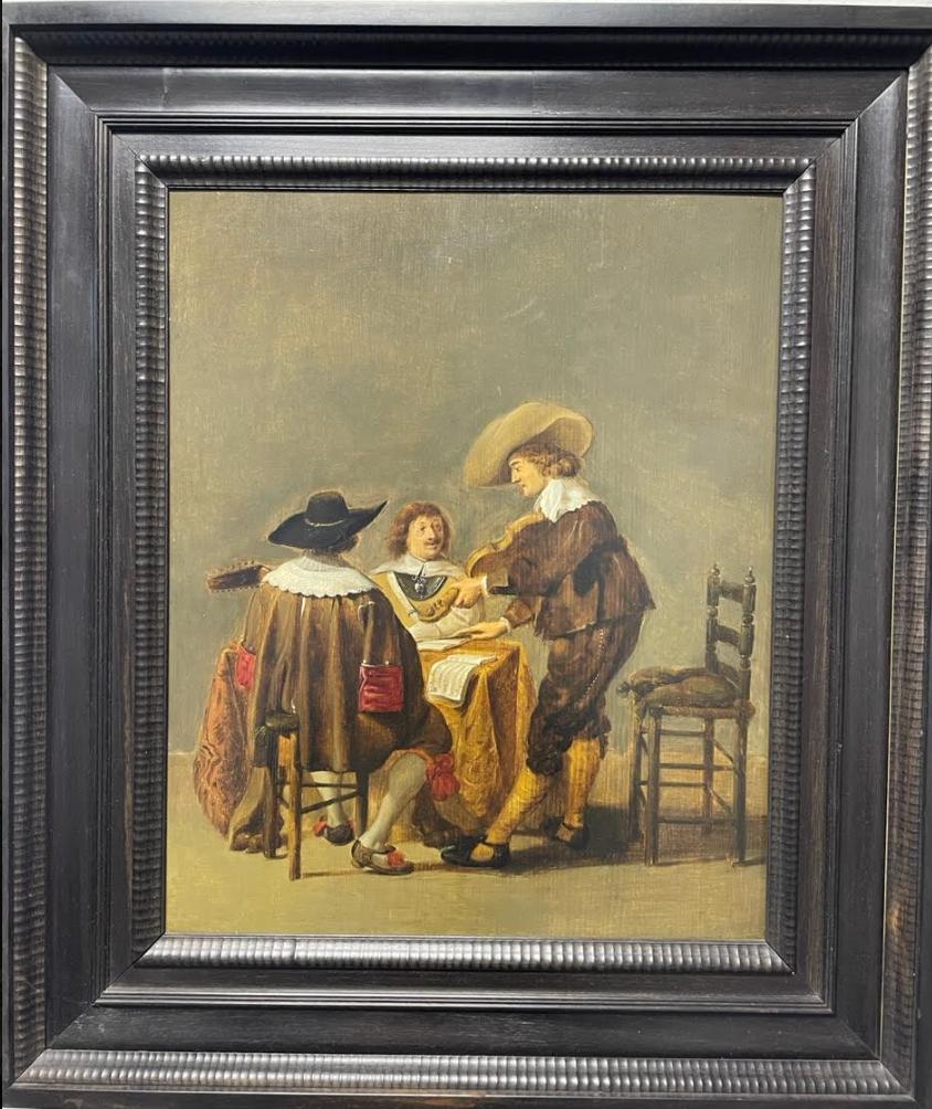 MAKING MUSIC IN AN INTERIOR, niederländischer alter Meister, Öl auf Tafel