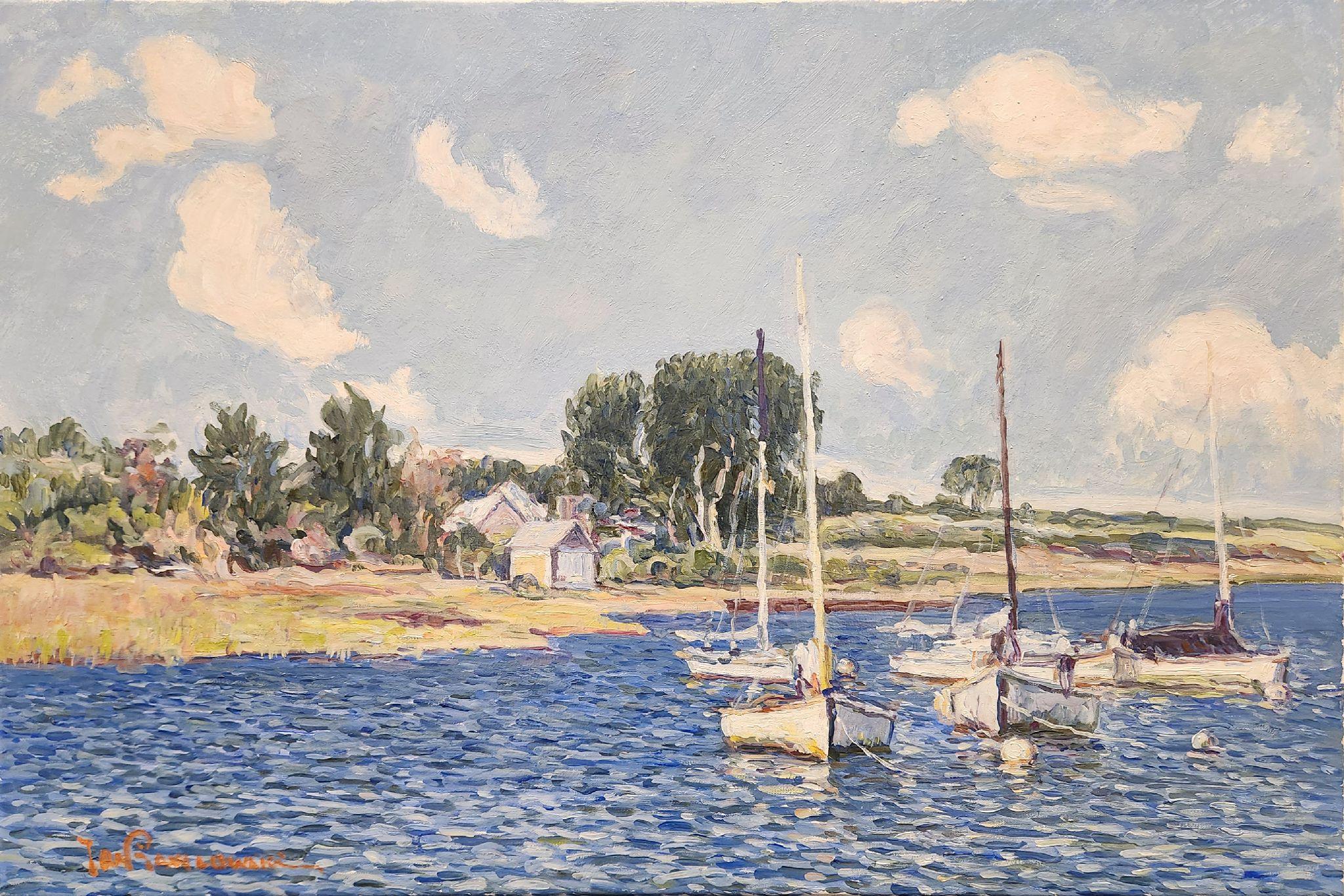 Jan Pawlowski Landscape Painting - Boats, Polpis Harbor