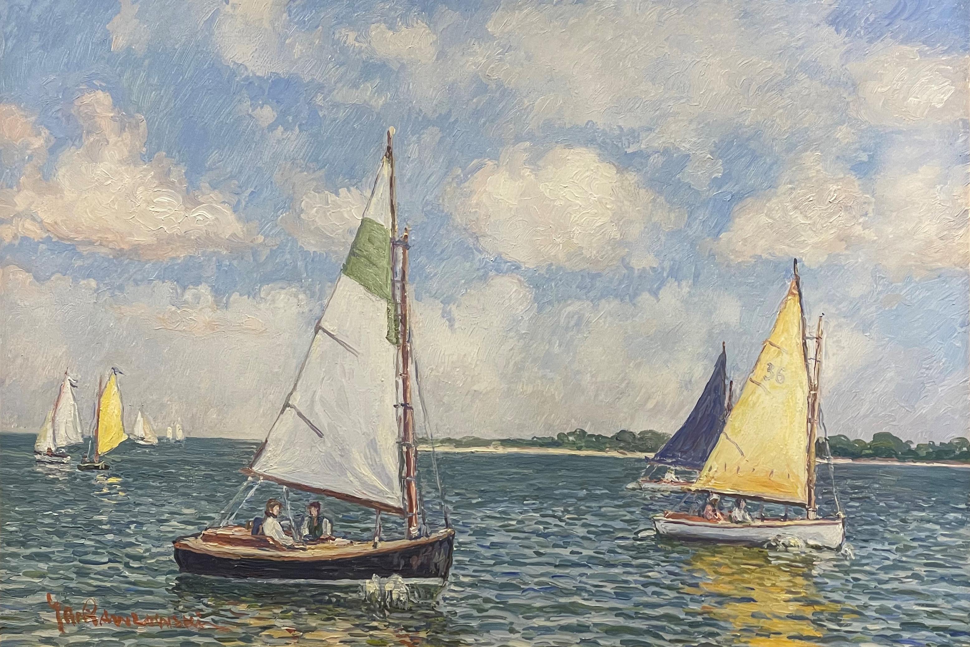 Jan Pawlowski Landscape Painting - Catboats Sailing