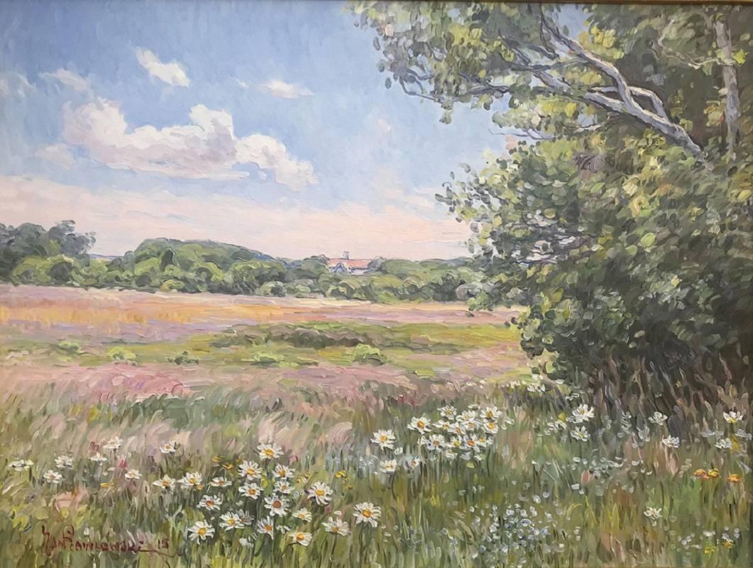 Jan Pawlowski Landscape Painting - Field of Daisies