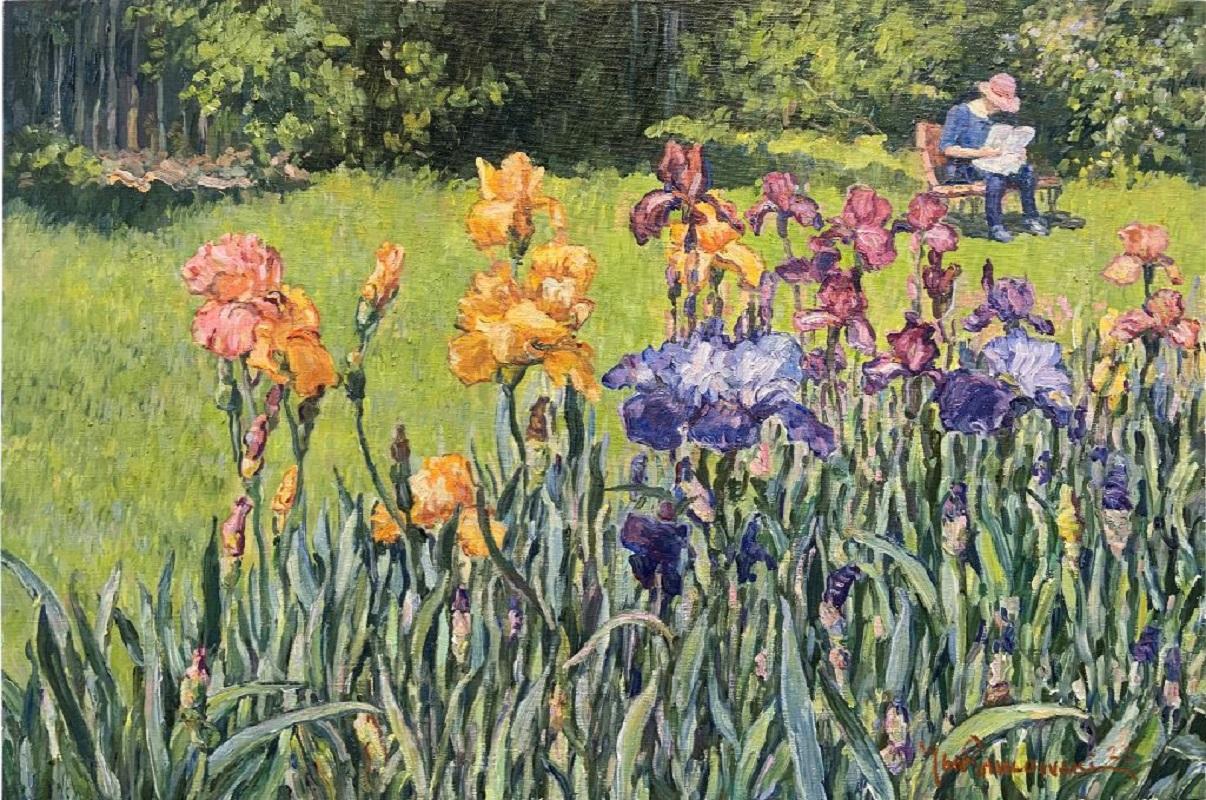 Jan Pawlowski Landscape Painting - Field of Irises