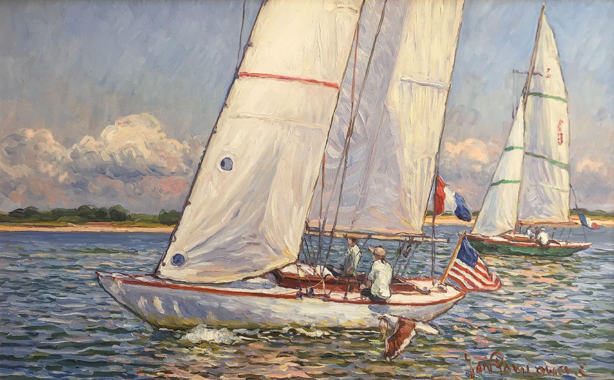Jan Pawlowski Landscape Painting - Happy Sailing (Nantucket)