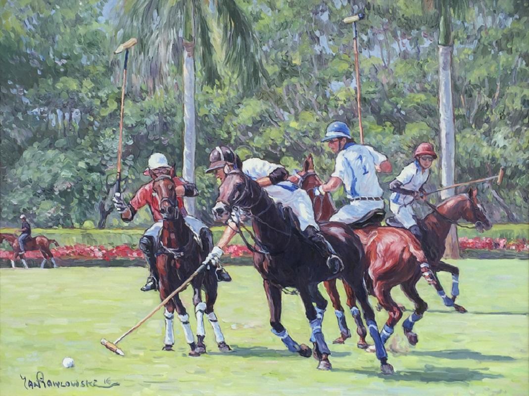Jan Pawlowski Animal Painting - Polo Game in Wellington, Florida