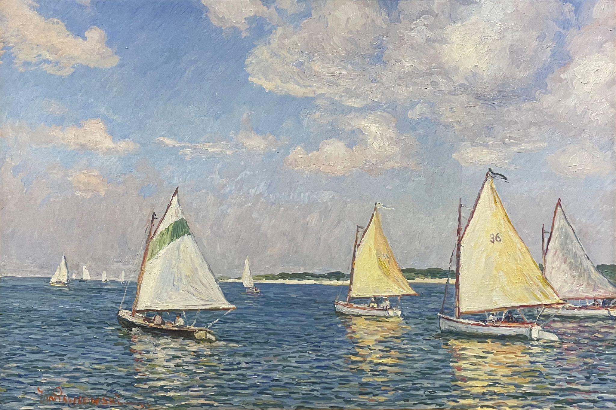 Jan Pawlowski Landscape Painting - Racing Catboats