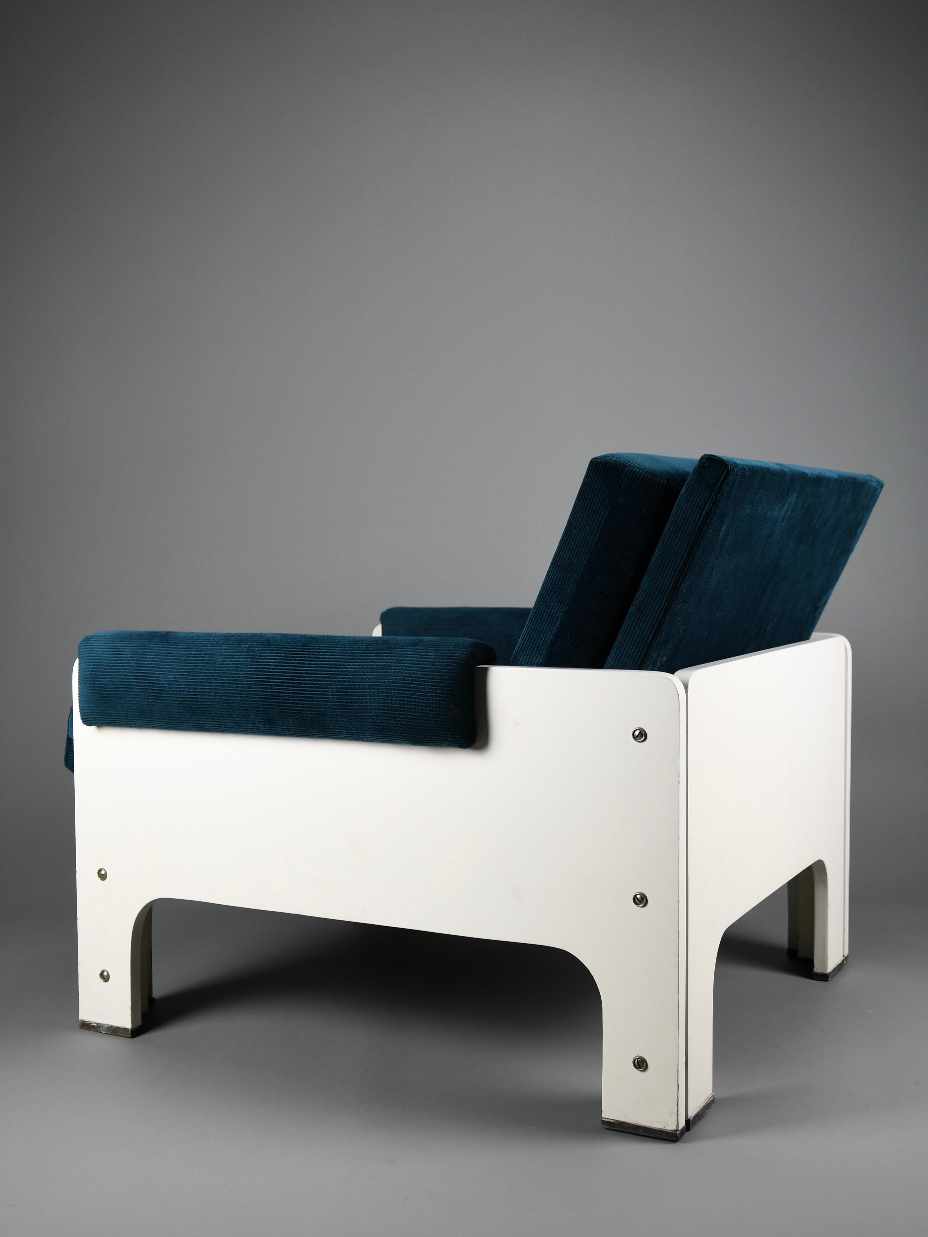 Jan Pieter Berghoef Blue & White Lounge Chair for Spectrum, Netherlands, 1960s For Sale 3