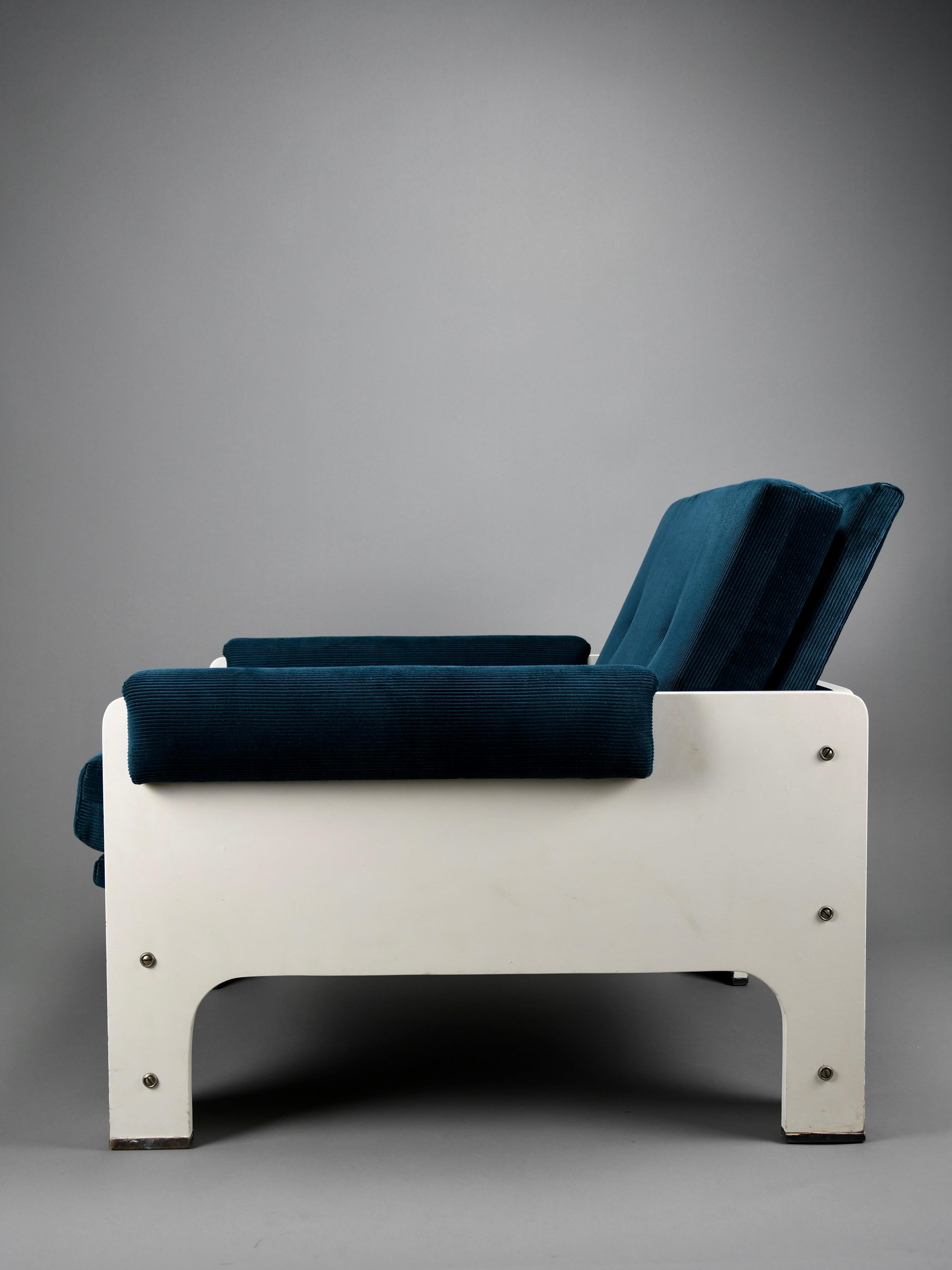 Jan Pieter Berghoef Blue & White Lounge Chair for Spectrum, Netherlands, 1960s For Sale 4