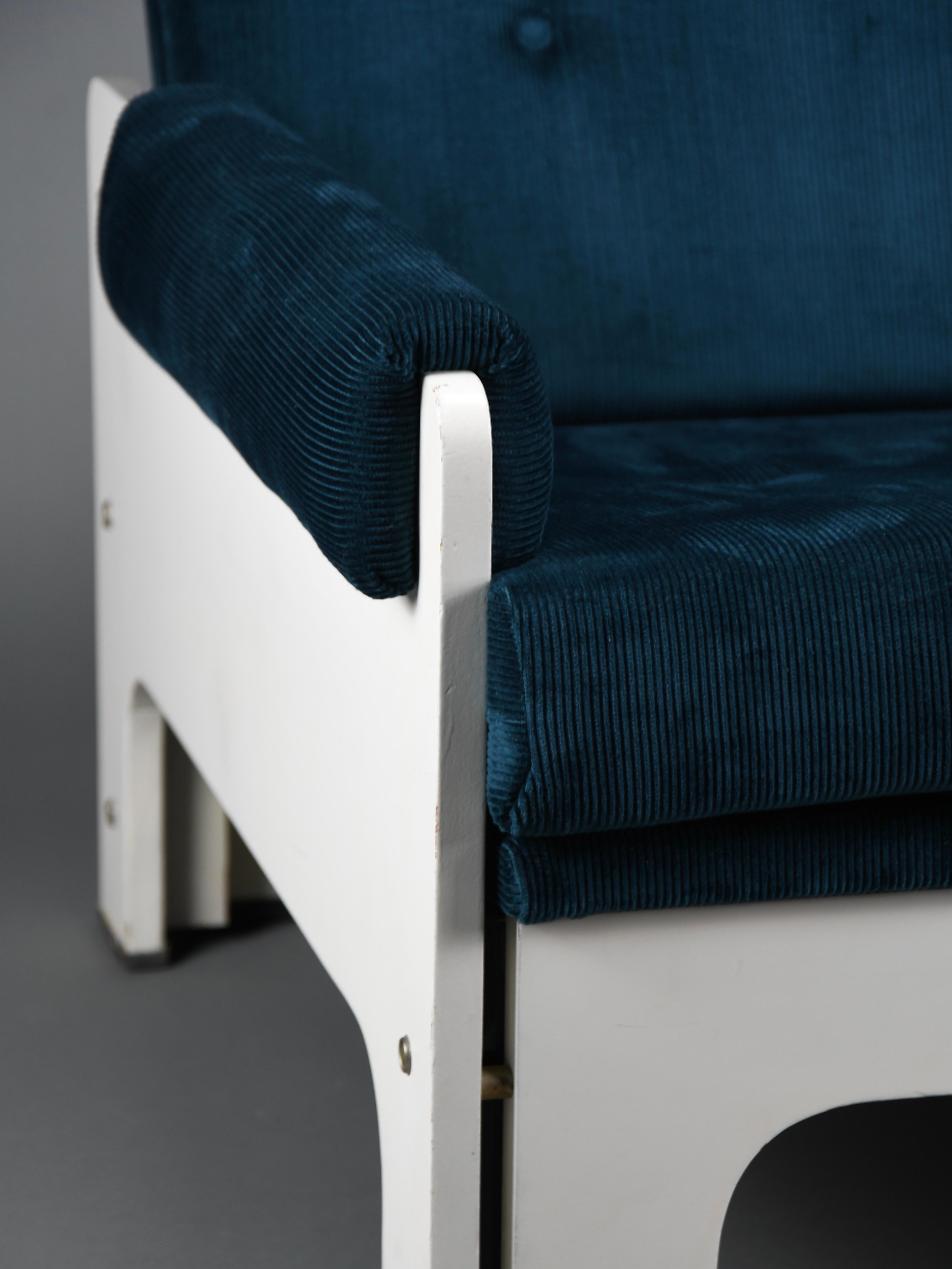 Jan Pieter Berghoef Blue & White Lounge Chair for Spectrum, Netherlands, 1960s In Good Condition For Sale In Weesp, NL