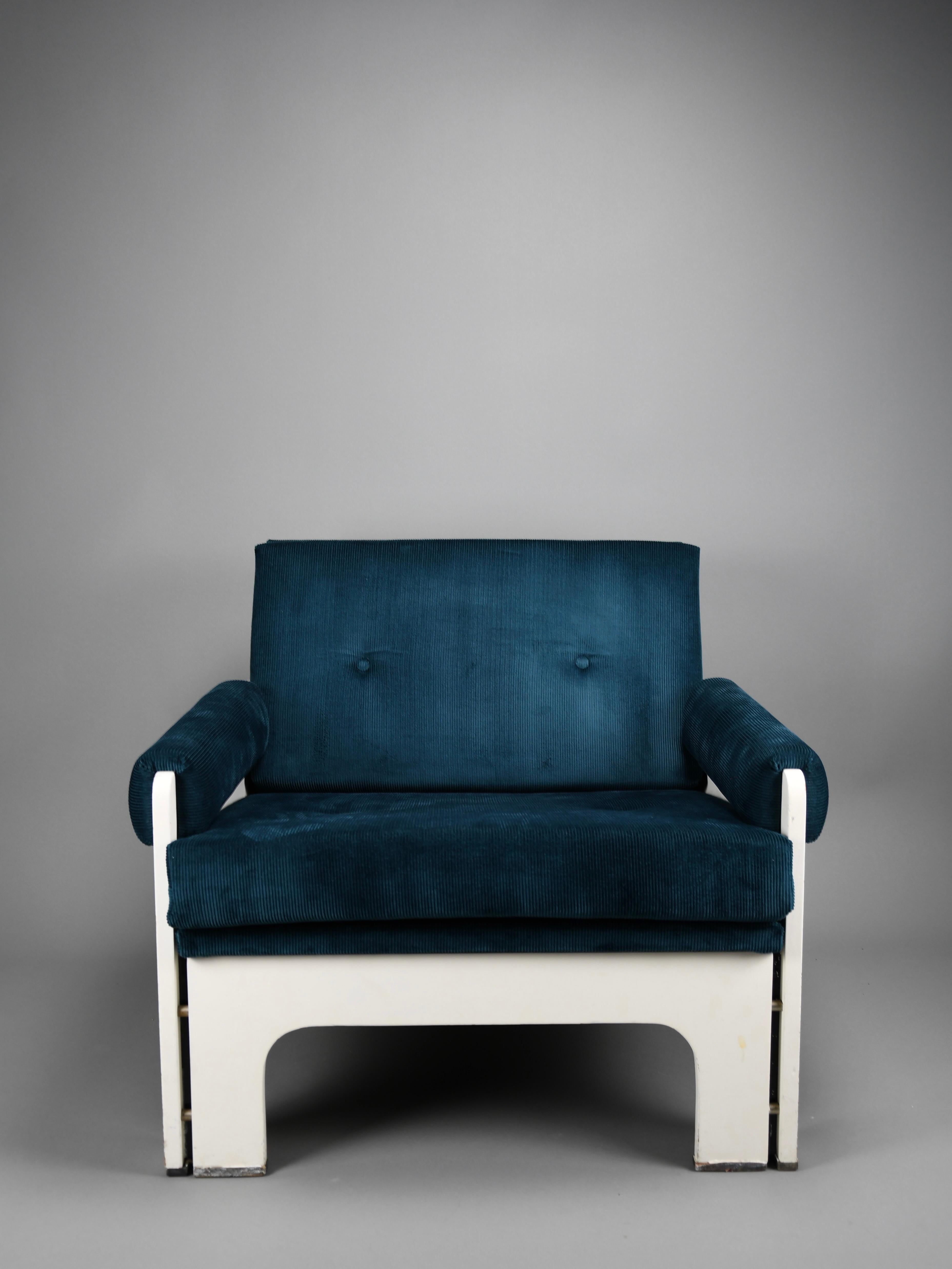 Jan Pieter Berghoef Blue & White Lounge Chair for Spectrum, Netherlands, 1960s For Sale 1