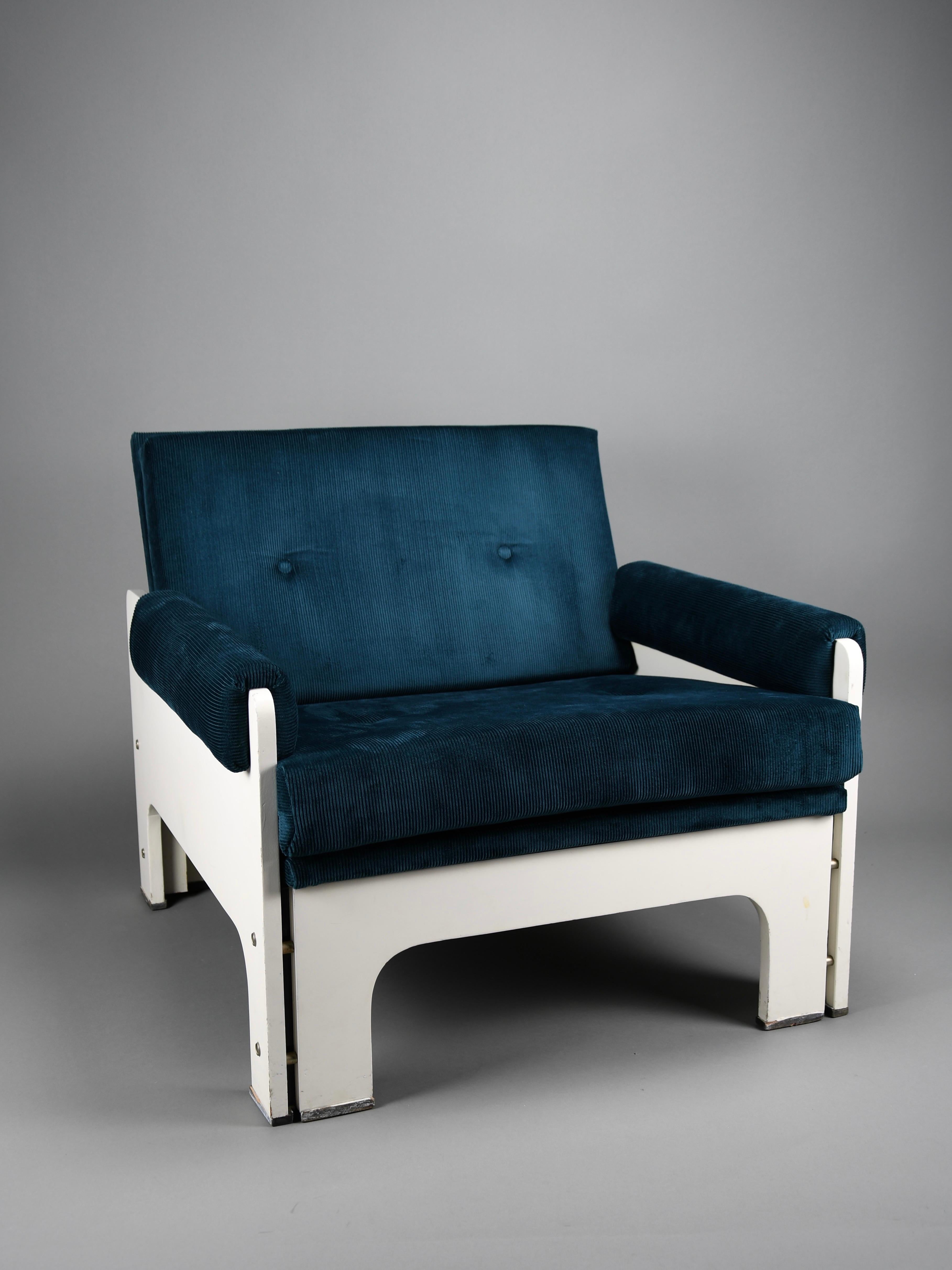 Jan Pieter Berghoef Blue & White Lounge Chair for Spectrum, Netherlands, 1960s For Sale 2