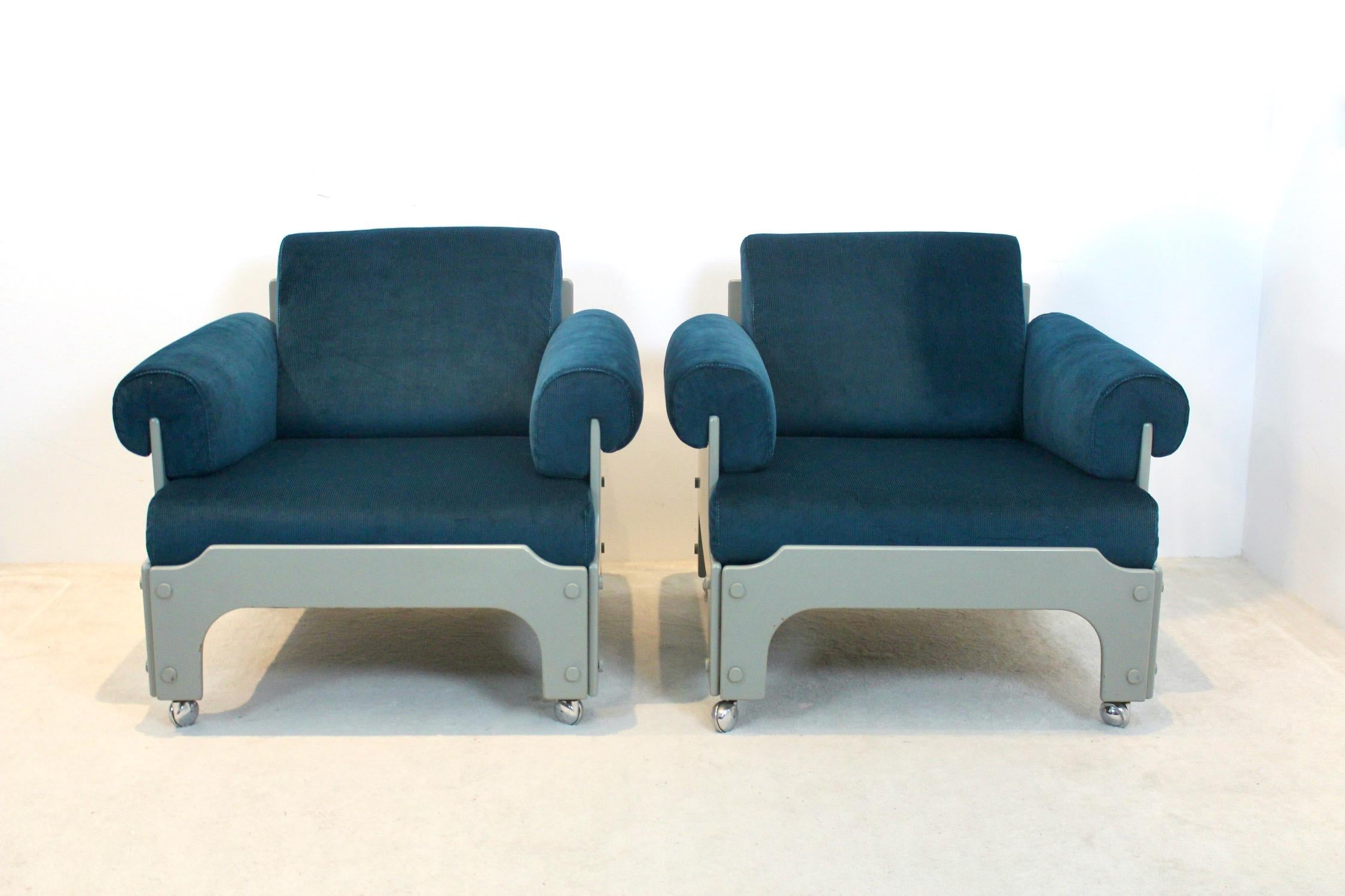 Tissu d'ameublement Jan Pieter Berghoef pour Spectrum - Paire de chaises longues SZ 85, 1968 en vente