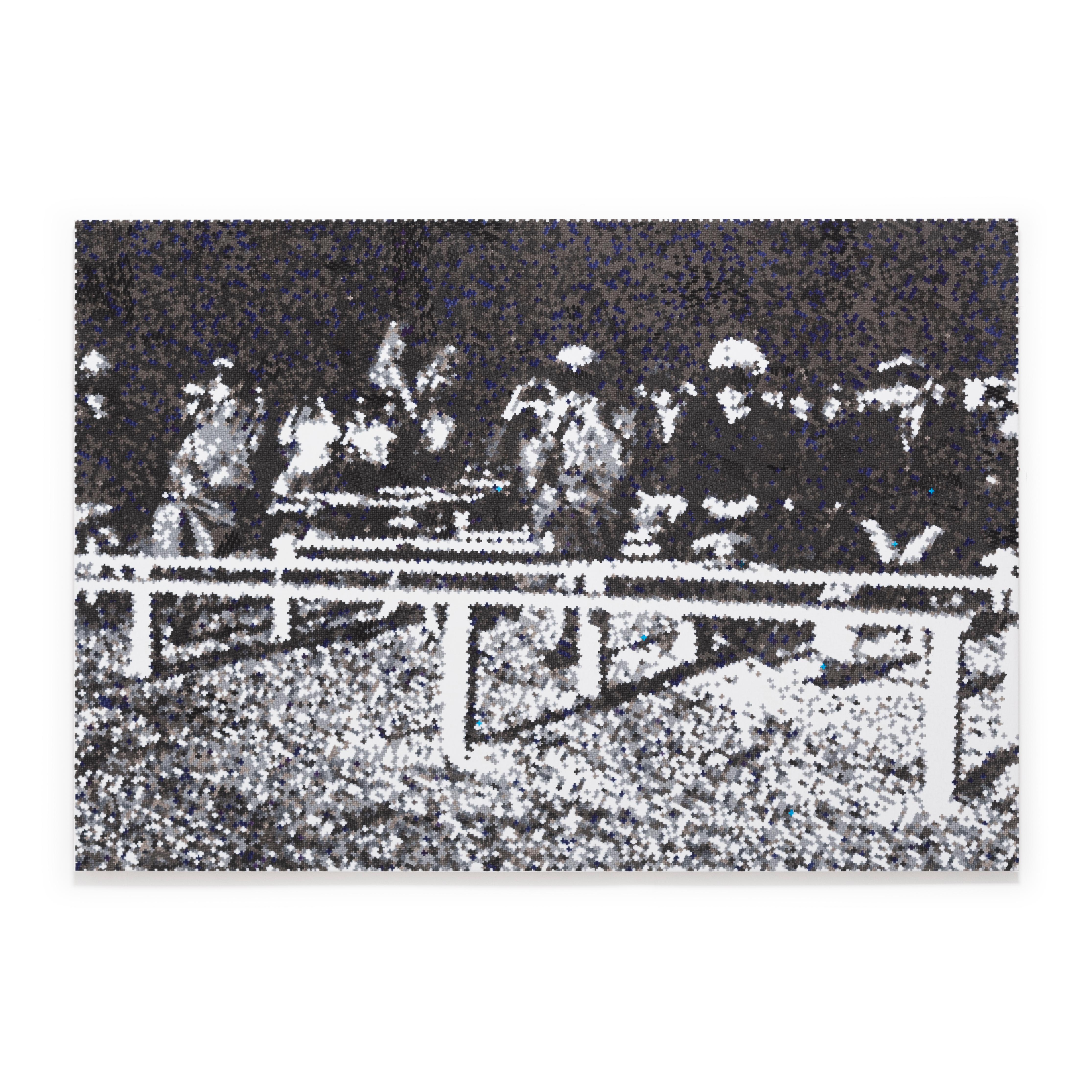 Operation Plumbbob-Boltzmann, Pixelated Declassified Military Image, Framed - Painting by Jan Pieter Fokkens
