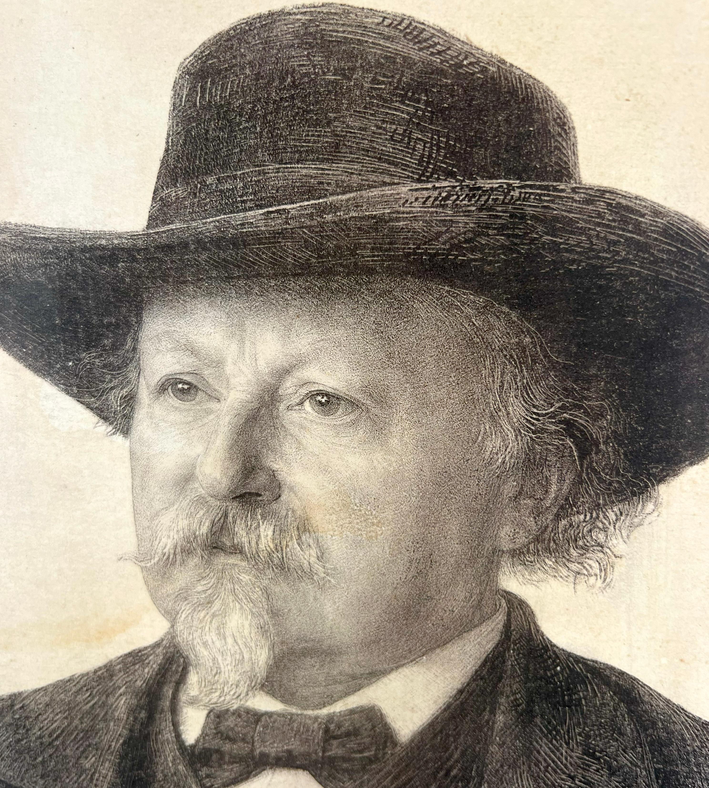 Porträt des Druckkenners Johan Philip van der Kellen, Niederlande (Grau), Figurative Print, von Jan Pieter Veth
