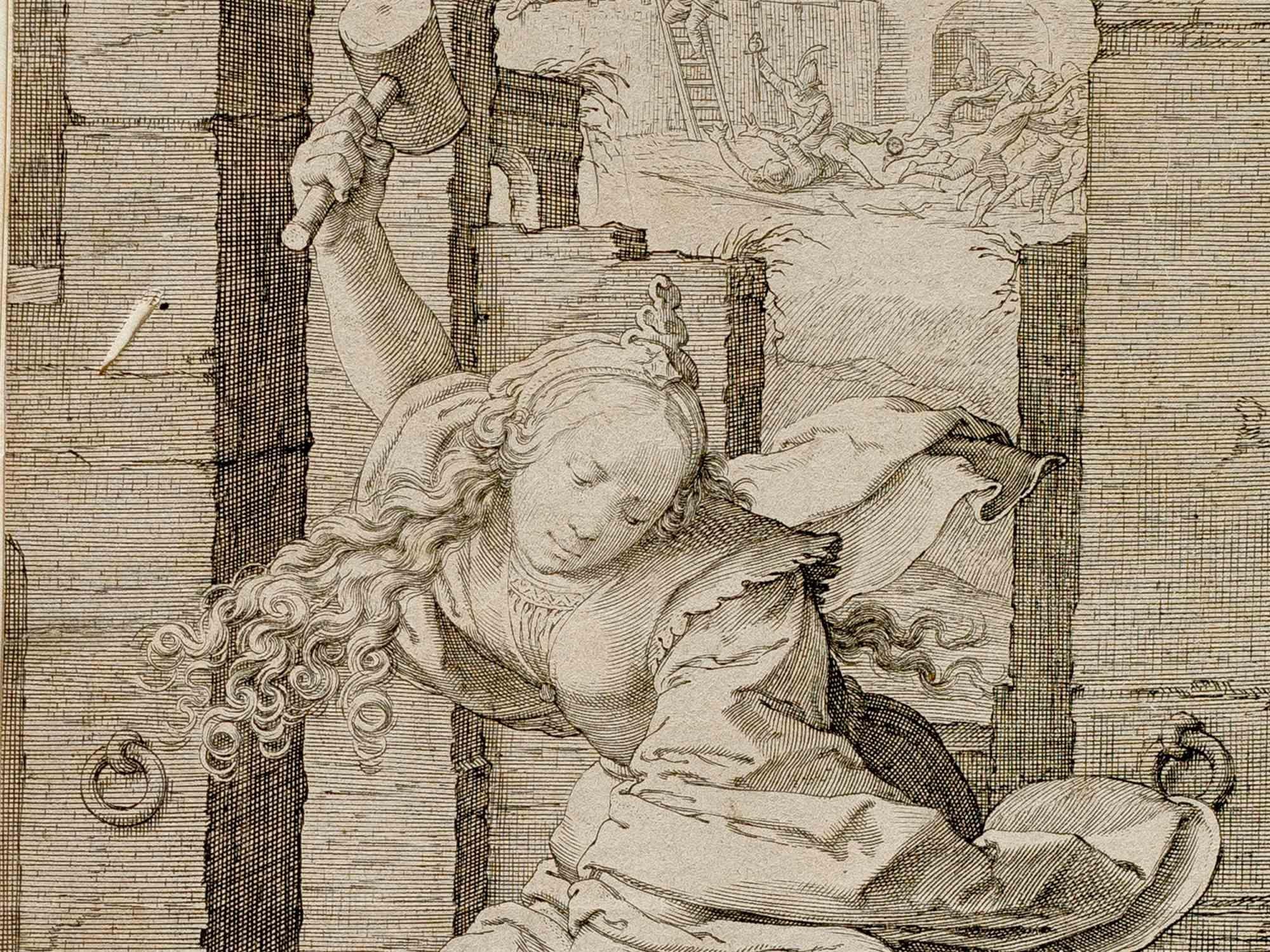 Joen and Deborah - Etching by Jan Pieters Saenredam - 17th Century For Sale 2