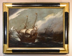 Stürmische Seelandschaft Schiffe Porcellis 17. Jahrhundert Gemälde Öl auf Leinwand Alter Meister