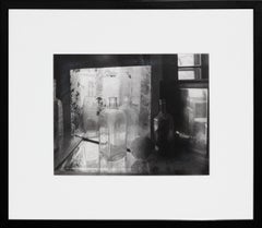 "Still Life III" Black & White Silver Gelatin Photograph of Bottles and Mirrors