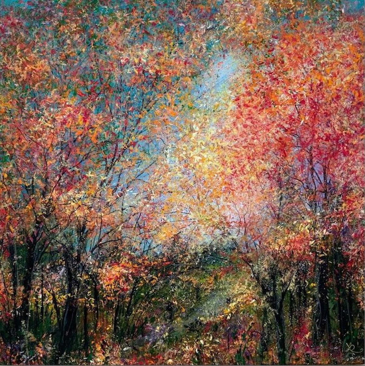 Jan Rogers  Landscape Painting - Autumn at Elnup Wood, Jan Rogers, Contemporary Landscape Art, Original art