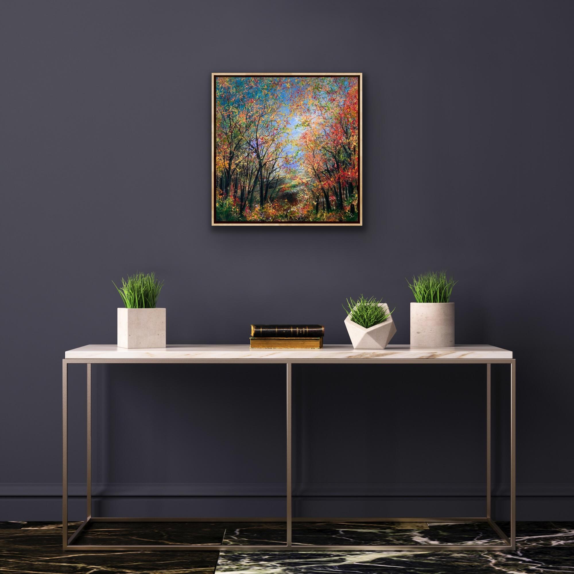 Autumn Blaze Fairy Glen por Jan Rogers, Paisaje contemporáneo, Arte forestal - Painting de Jan Rogers 