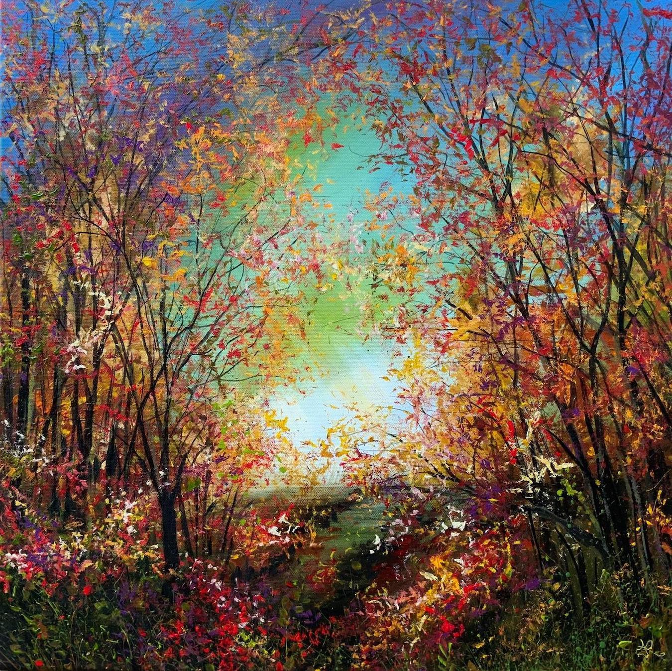 Jan Rogers  Landscape Painting - Autumn Glory Fairy Glen by Jan Rogers, Landscape art, Original painting, Floral 