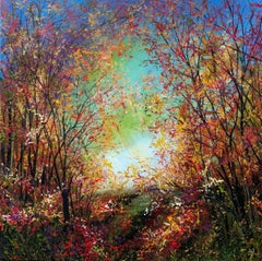 Autumn Glory Fairy Glen by Jan Rogers, Landscape art, Original painting, Floral 