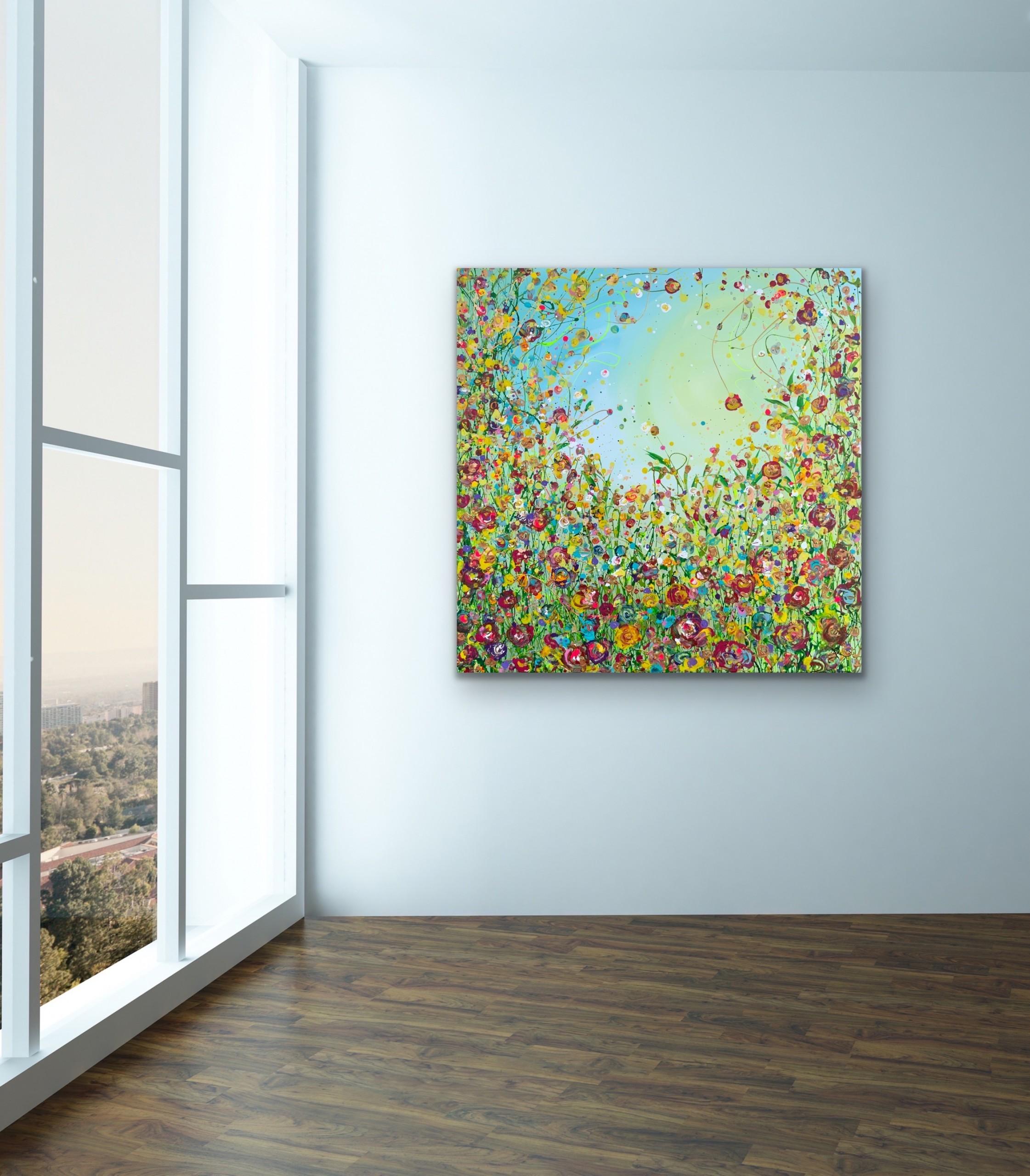 Una ráfaga de flora silvestre, arte floral, arte de la pradera, arte asequible, arte original en venta 1