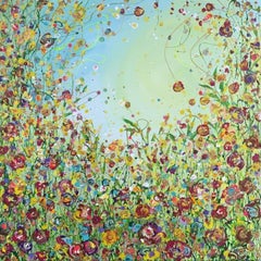 Una ráfaga de flora silvestre, pintura original, arte floral, abstracto, paisaje