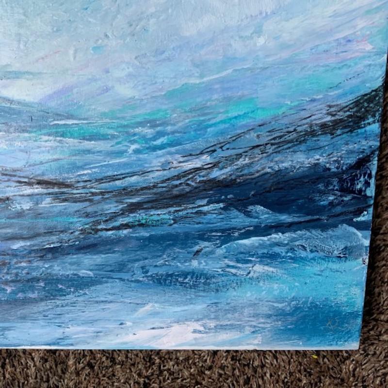 Abstract to Caldey IV, Original landscape, seascape painting, affordable art For Sale 1