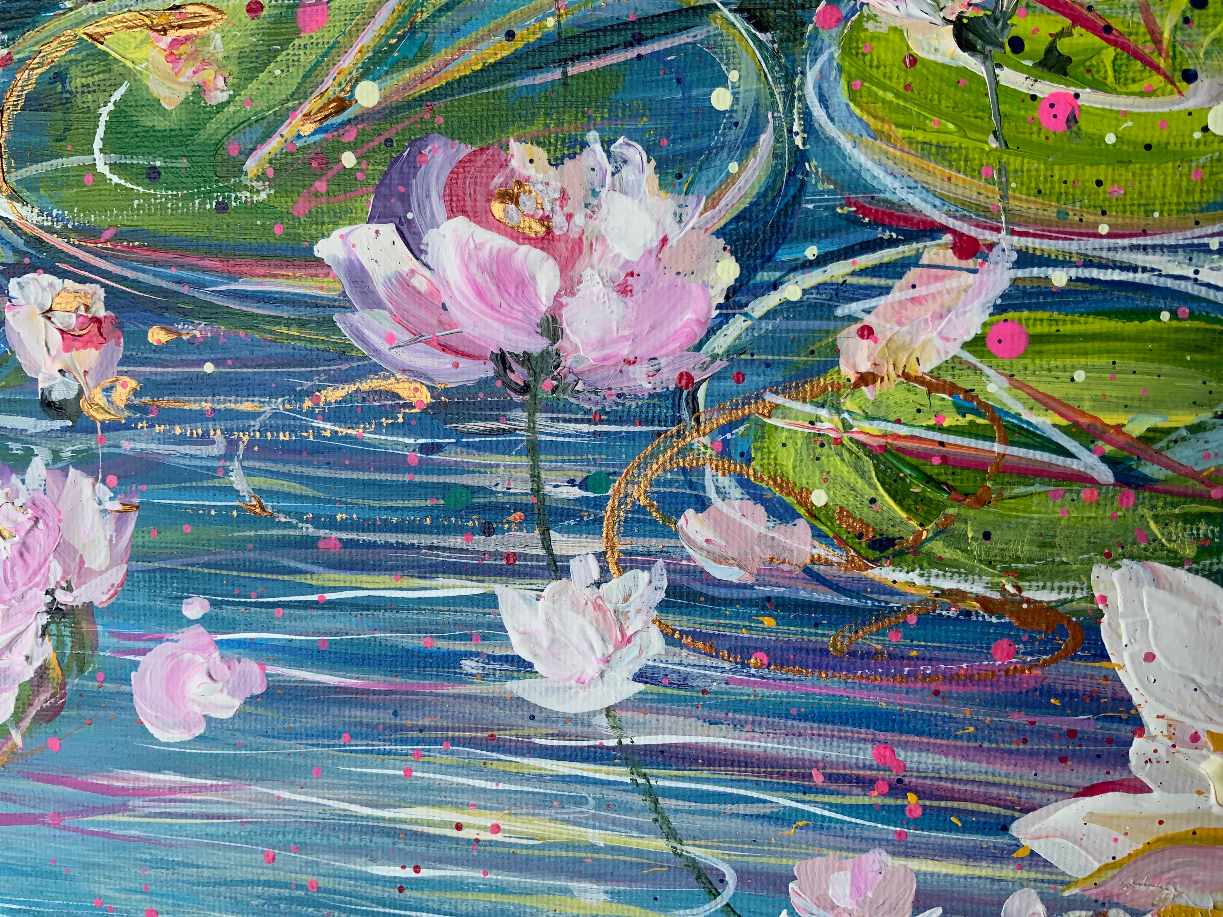 Abstract Water Lillies, original painting, landscape, contemporary For Sale 3