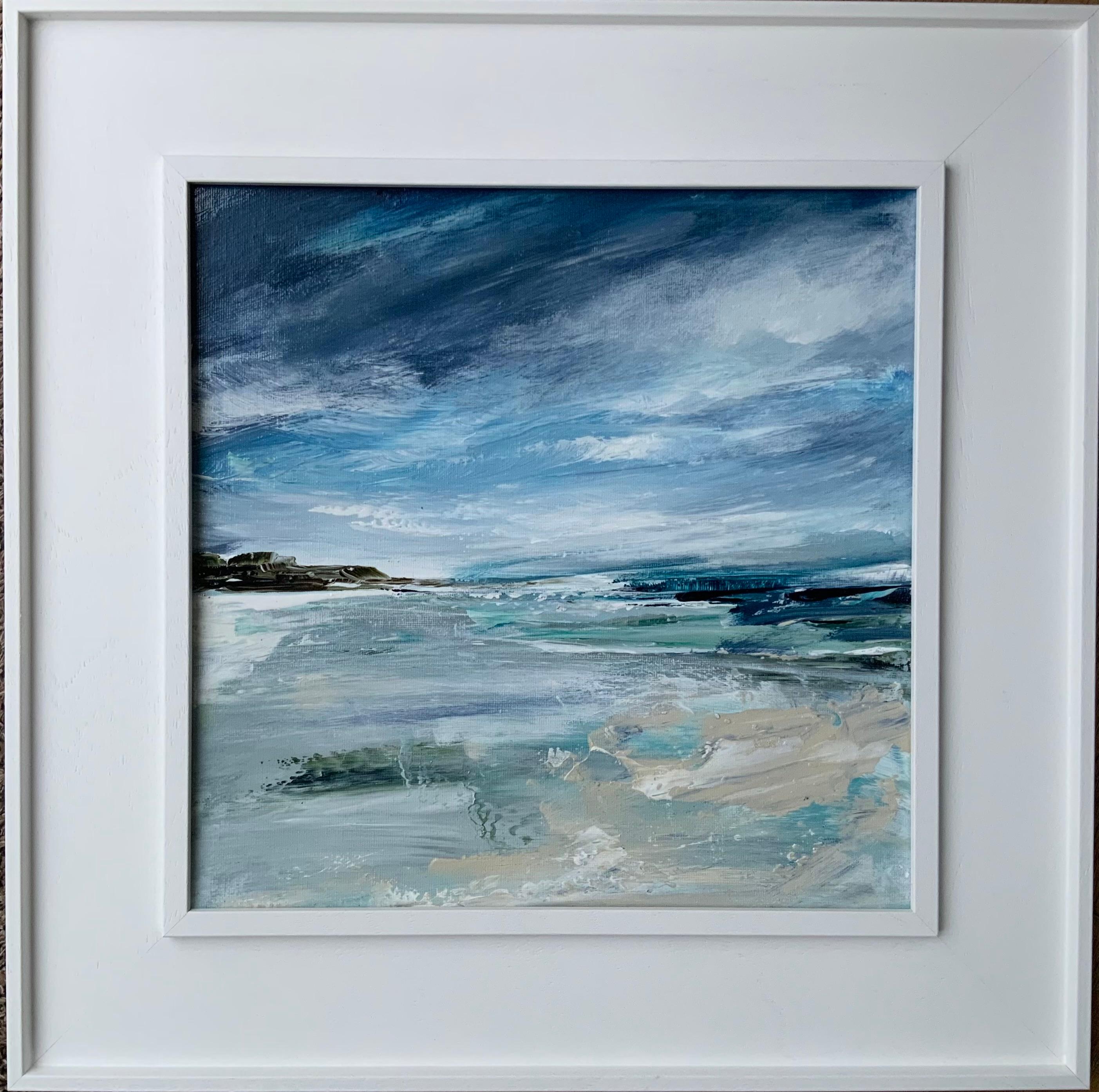 Playa de Bamburgh, Pintura original, Naturaleza, Pintura de paisaje, Colinas