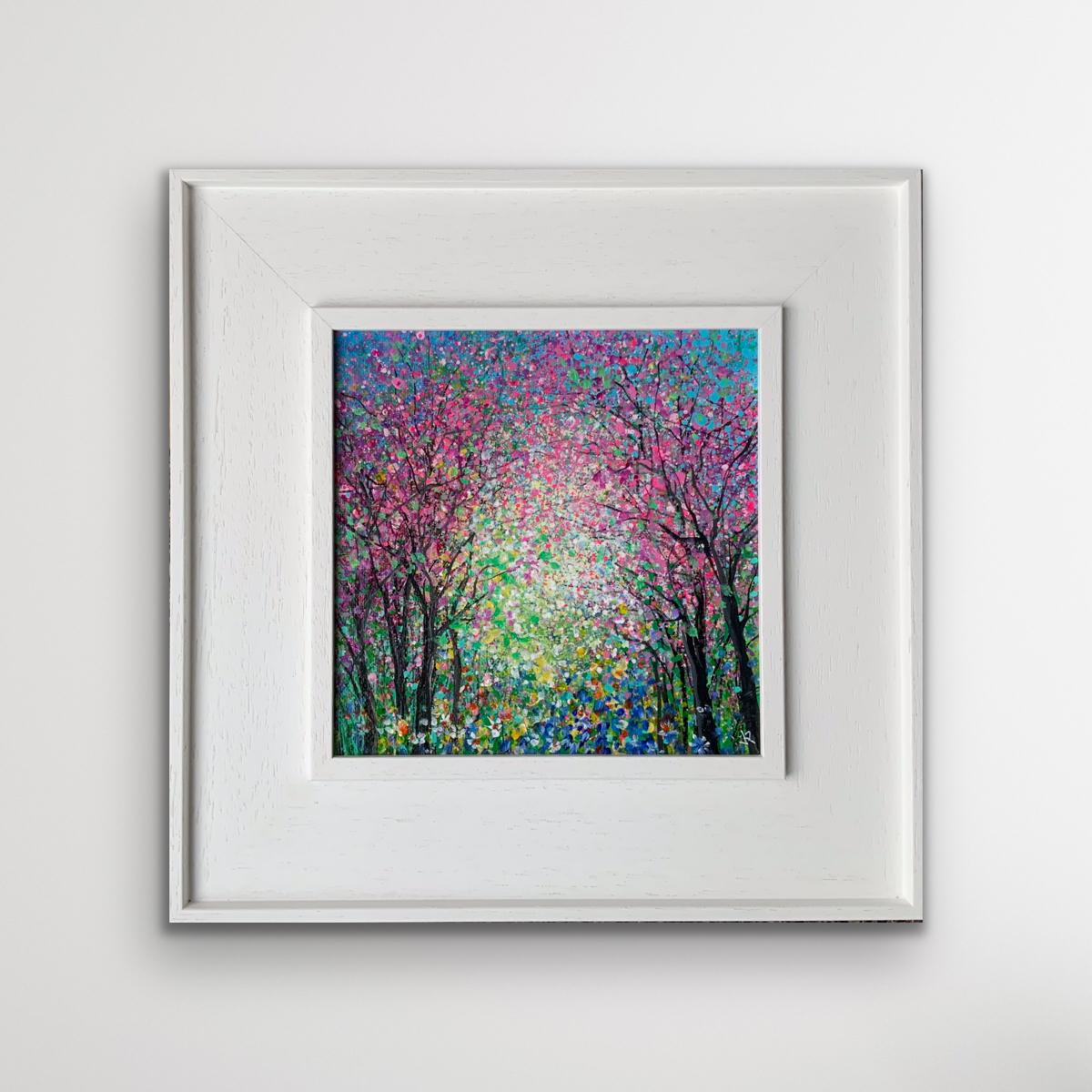 Florecer en Elnup II, Pintura vibrante semiabstracta de paisaje, Obra de arte floral - Painting Contemporáneo de Jan Rogers