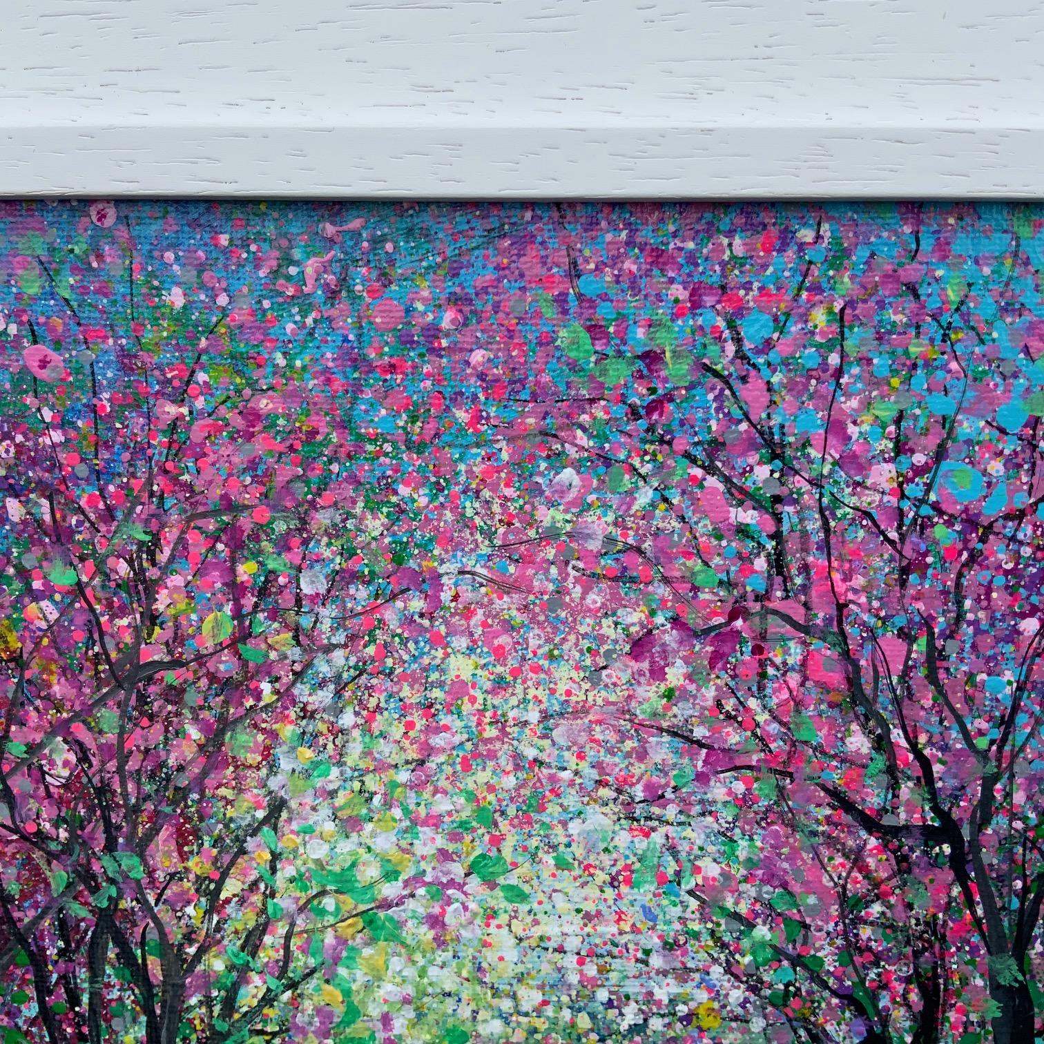 Florecer en Elnup II, Pintura vibrante semiabstracta de paisaje, Obra de arte floral en venta 1
