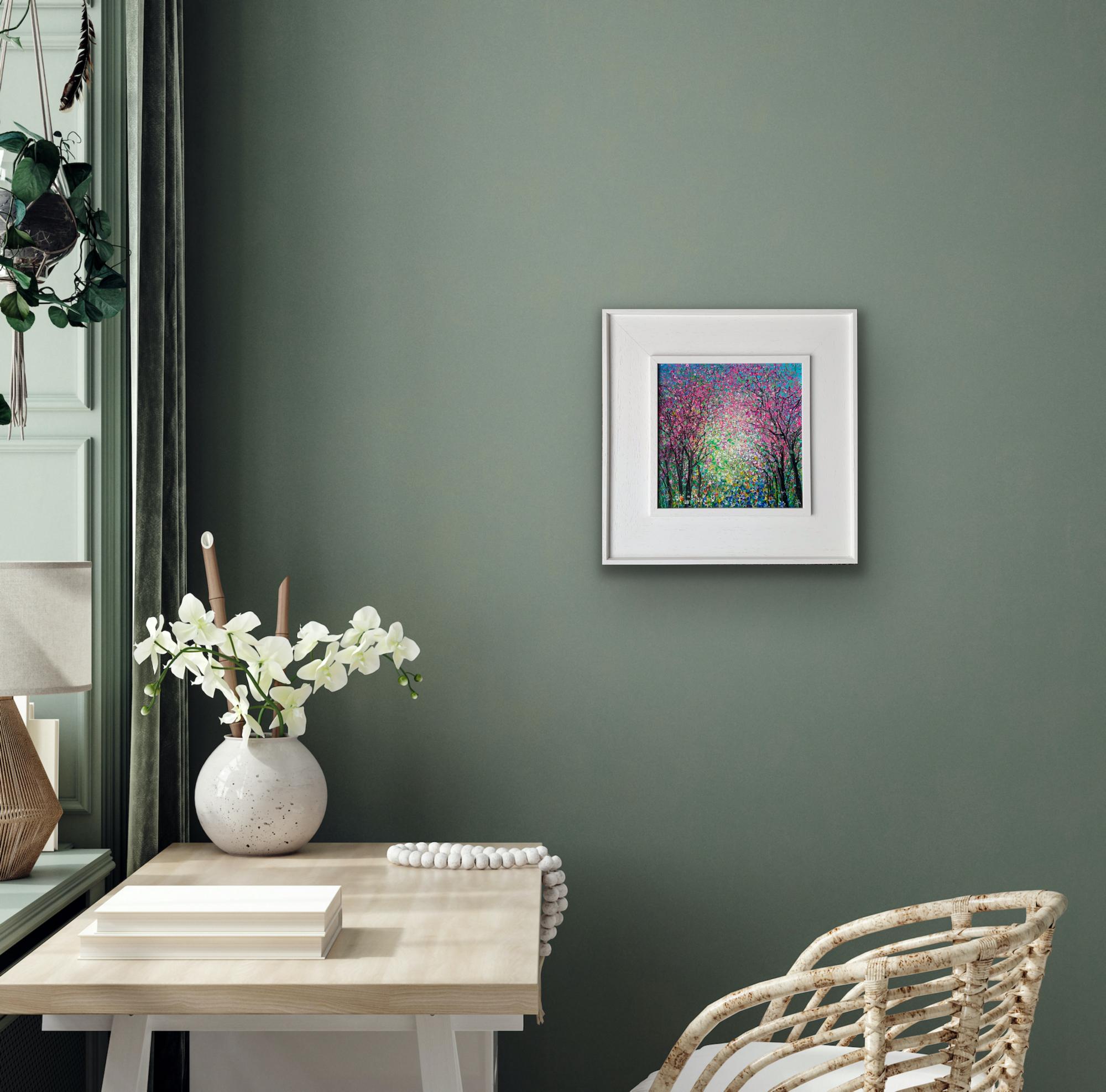 Florecer en Elnup II, Pintura vibrante semiabstracta de paisaje, Obra de arte floral en venta 2
