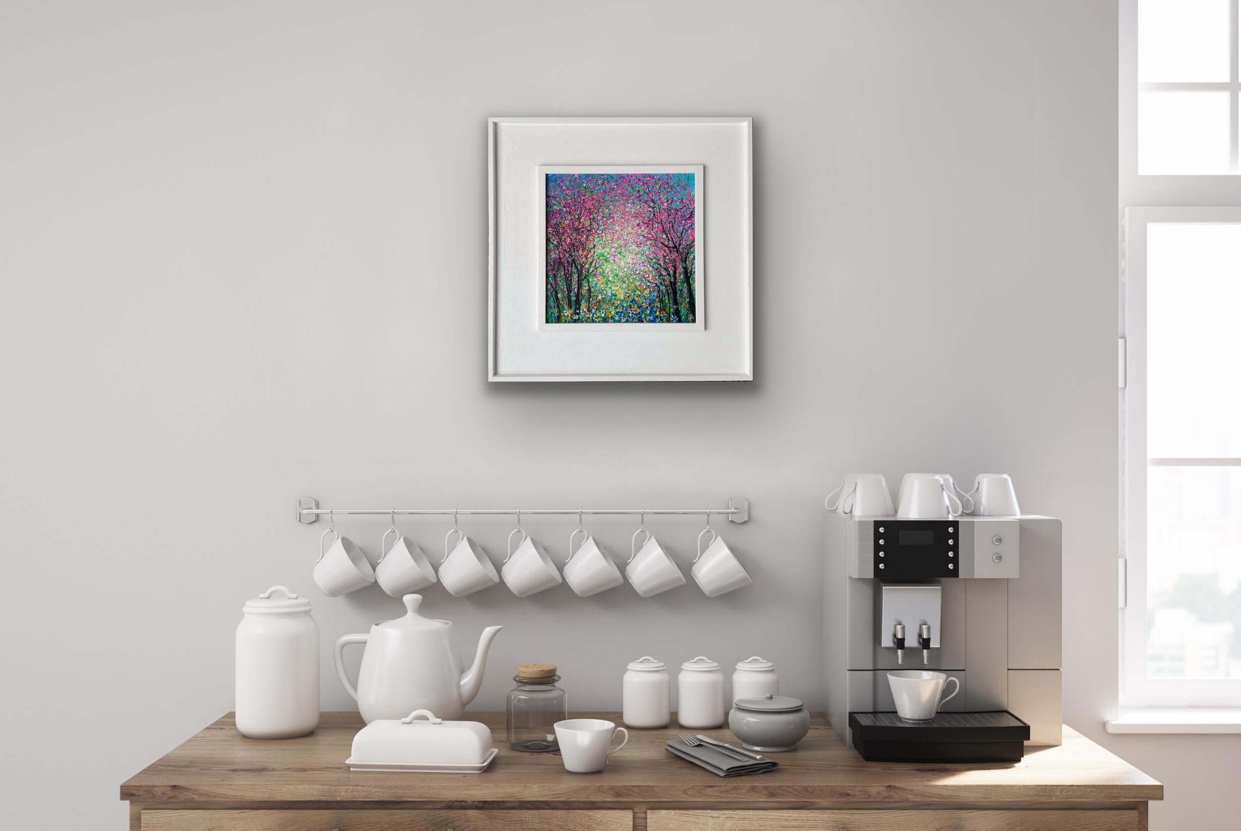Florecer en Elnup II, Pintura vibrante semiabstracta de paisaje, Obra de arte floral en venta 3