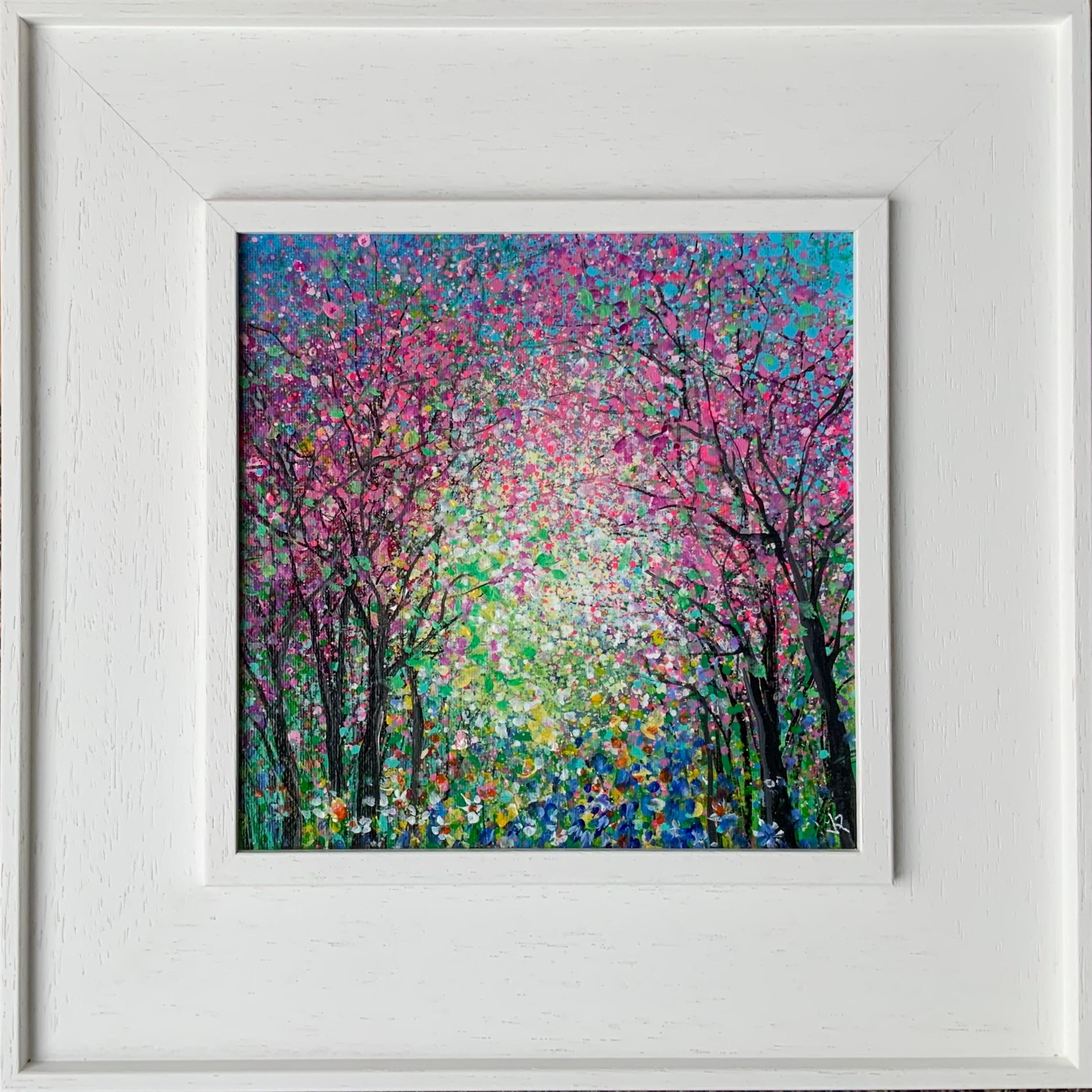 Landscape Painting de Jan Rogers - Florecer en Elnup II, Pintura vibrante semiabstracta de paisaje, Obra de arte floral